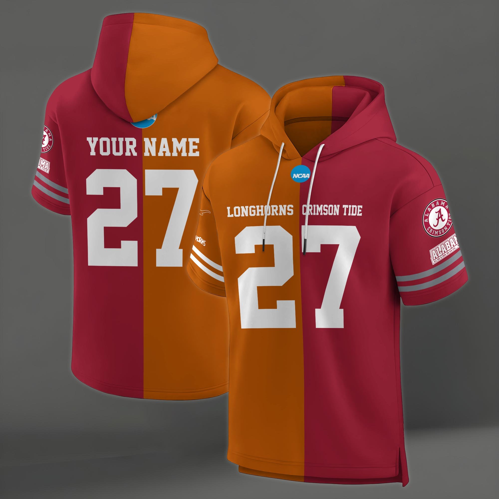 Alternative view of Texas Longhorns House Divided Hoodie Custom Name, Number And Team, Hoodie For Football Fans EHIVM-04151852