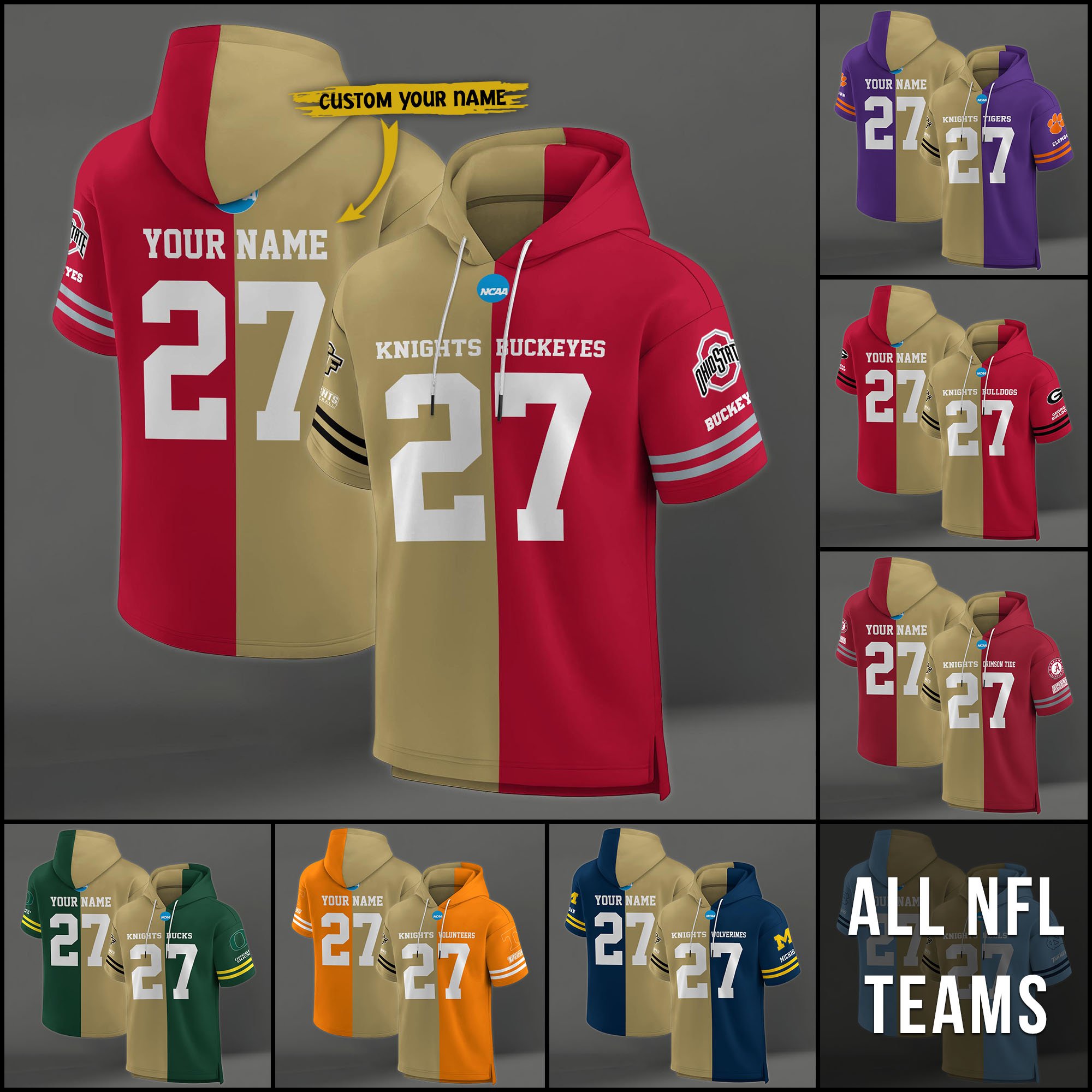 UCF Knights House Divided Hoodie Custom Name, Number And Team, Hoodie For Football Fans EHIVM-04151852