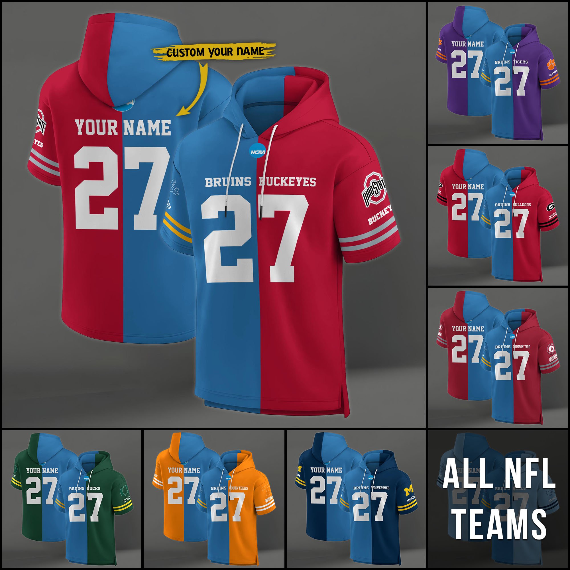 UCLA Bruins House Divided Hoodie Custom Name, Number And Team, Hoodie For Football Fans EHIVM-04151852