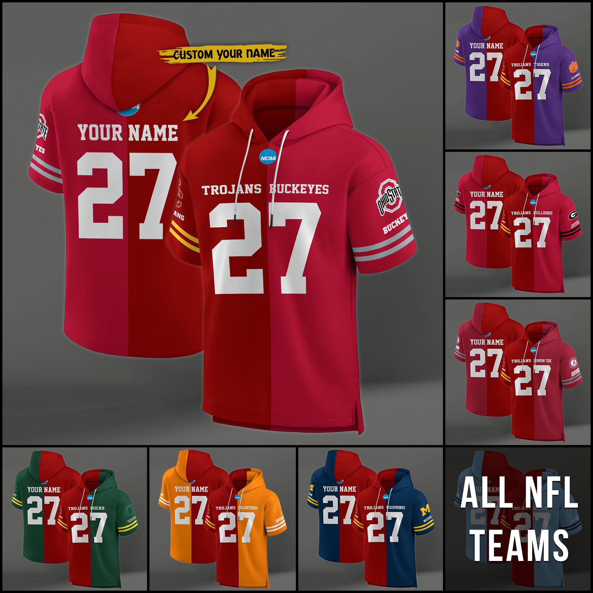 USC Trojans House Divided Hoodie Custom Name, Number And Team, Hoodie For Football Fans EHIVM-04151852
