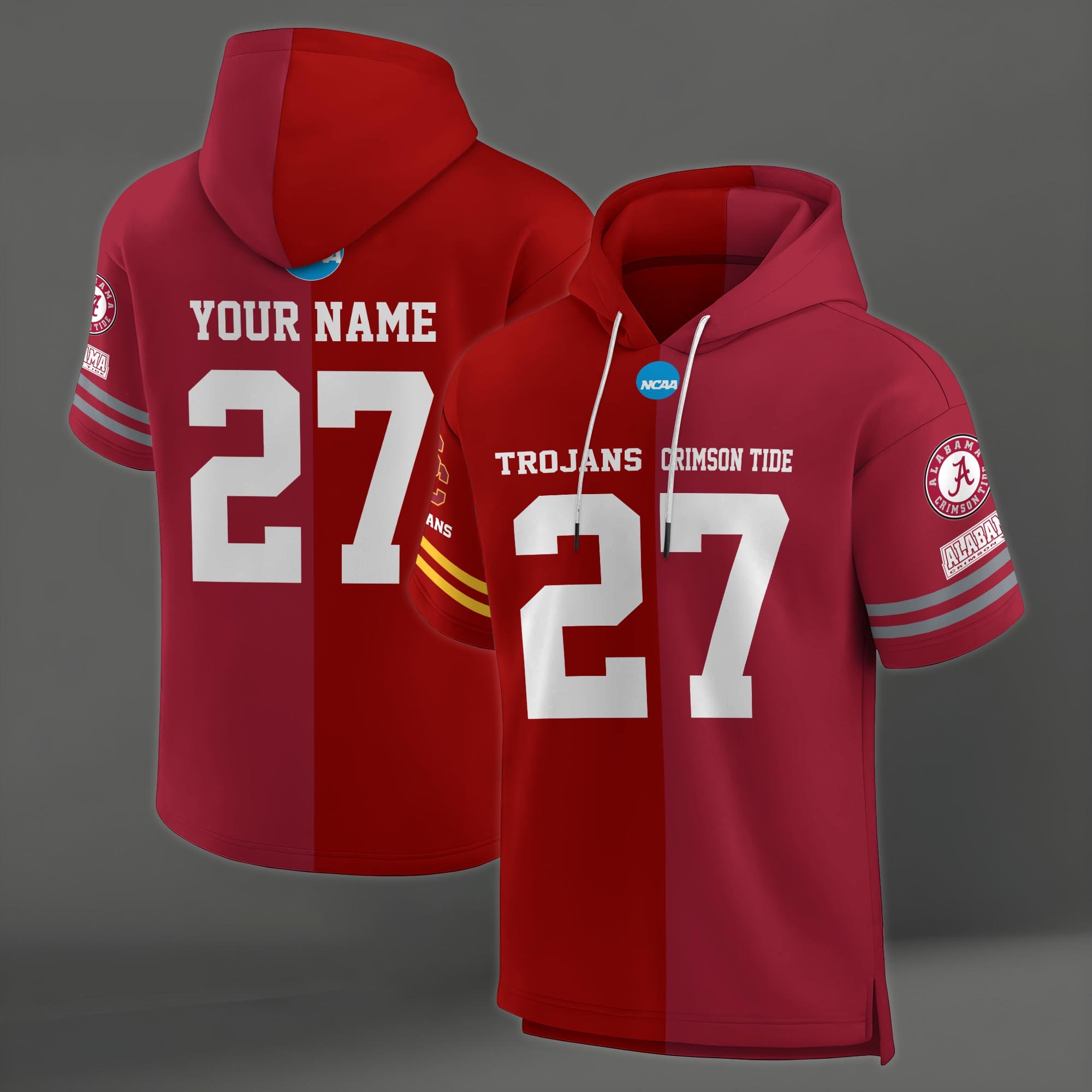 Alternative view of USC Trojans House Divided Hoodie Custom Name, Number And Team, Hoodie For Football Fans EHIVM-04151852