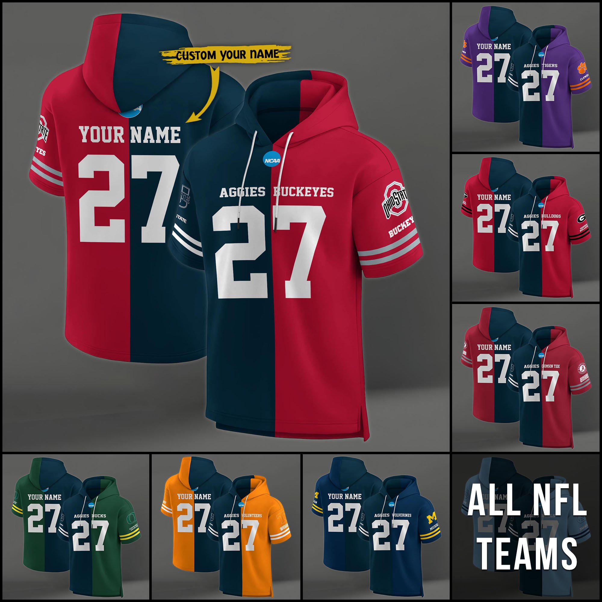 Utah State Aggies House Divided Hoodie Custom Name, Number And Team, Hoodie For Football Fans EHIVM-04151852
