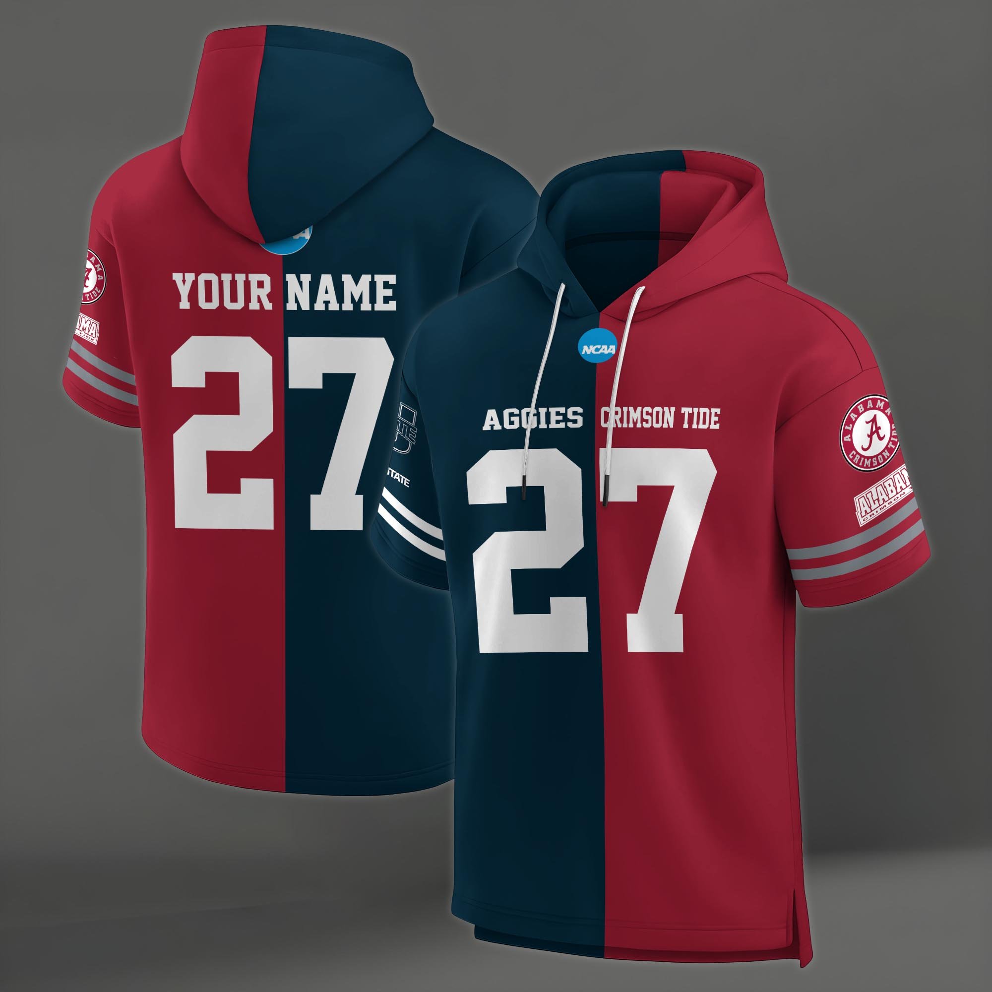 Alternative view of Utah State Aggies House Divided Hoodie Custom Name, Number And Team, Hoodie For Football Fans EHIVM-04151852