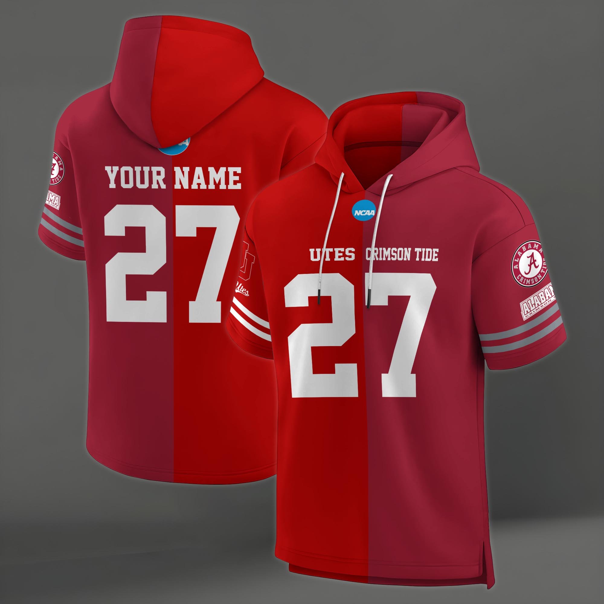 Alternative view of Utah Utes House Divided Hoodie Custom Name, Number And Team, Hoodie For Football Fans EHIVM-04151852