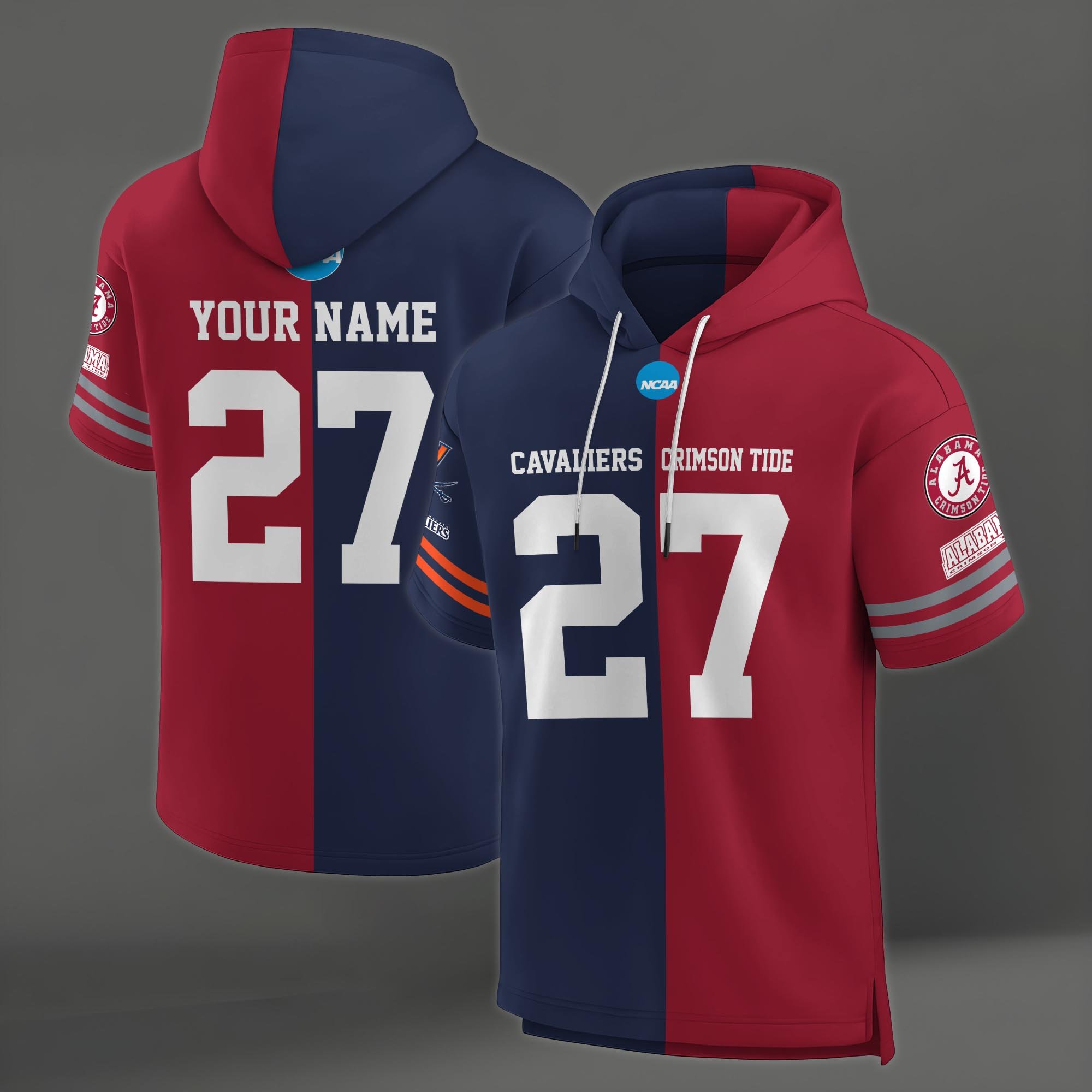 Alternative view of Virginia Cavaliers House Divided Hoodie Custom Name, Number And Team, Hoodie For Football Fans EHIVM-04151852