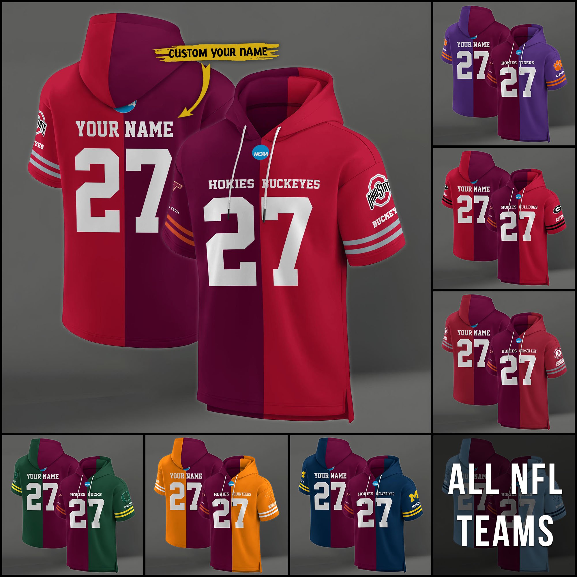Virginia Tech Hokies House Divided Hoodie Custom Name, Number And Team, Hoodie For Football Fans EHIVM-04151852