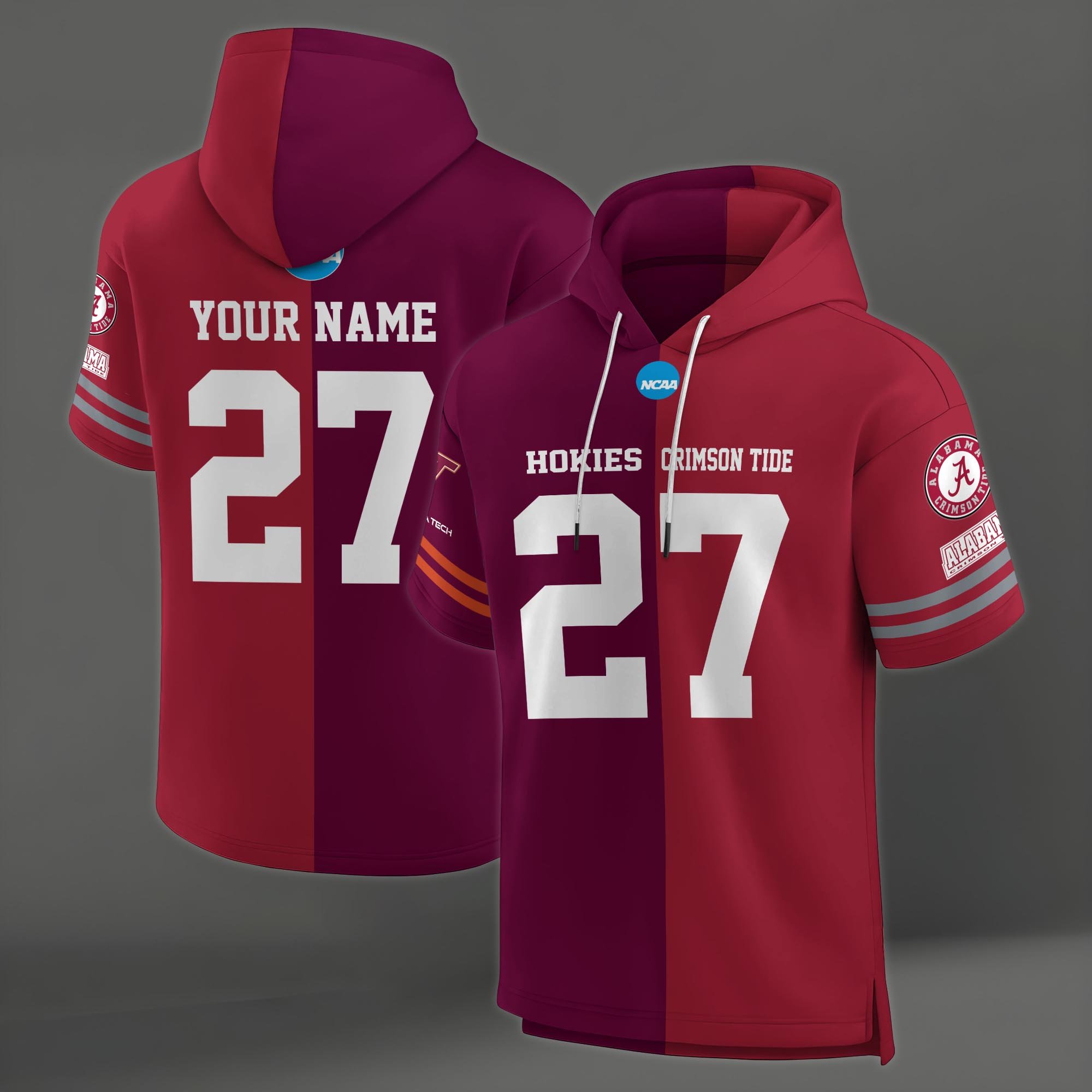 Alternative view of Virginia Tech Hokies House Divided Hoodie Custom Name, Number And Team, Hoodie For Football Fans EHIVM-04151852