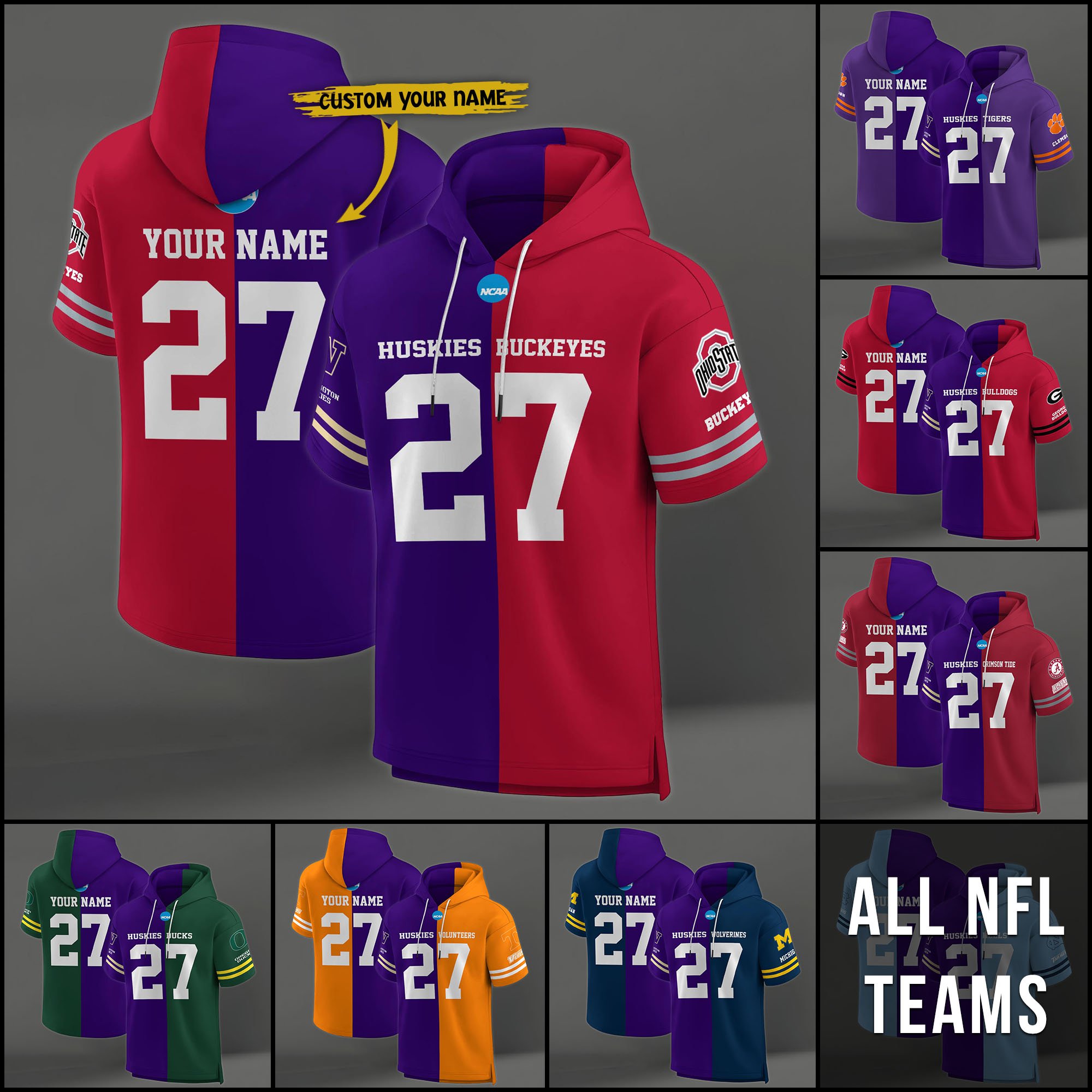 Washington Huskies House Divided Hoodie Custom Name, Number And Team, Hoodie For Football Fans EHIVM-04151852
