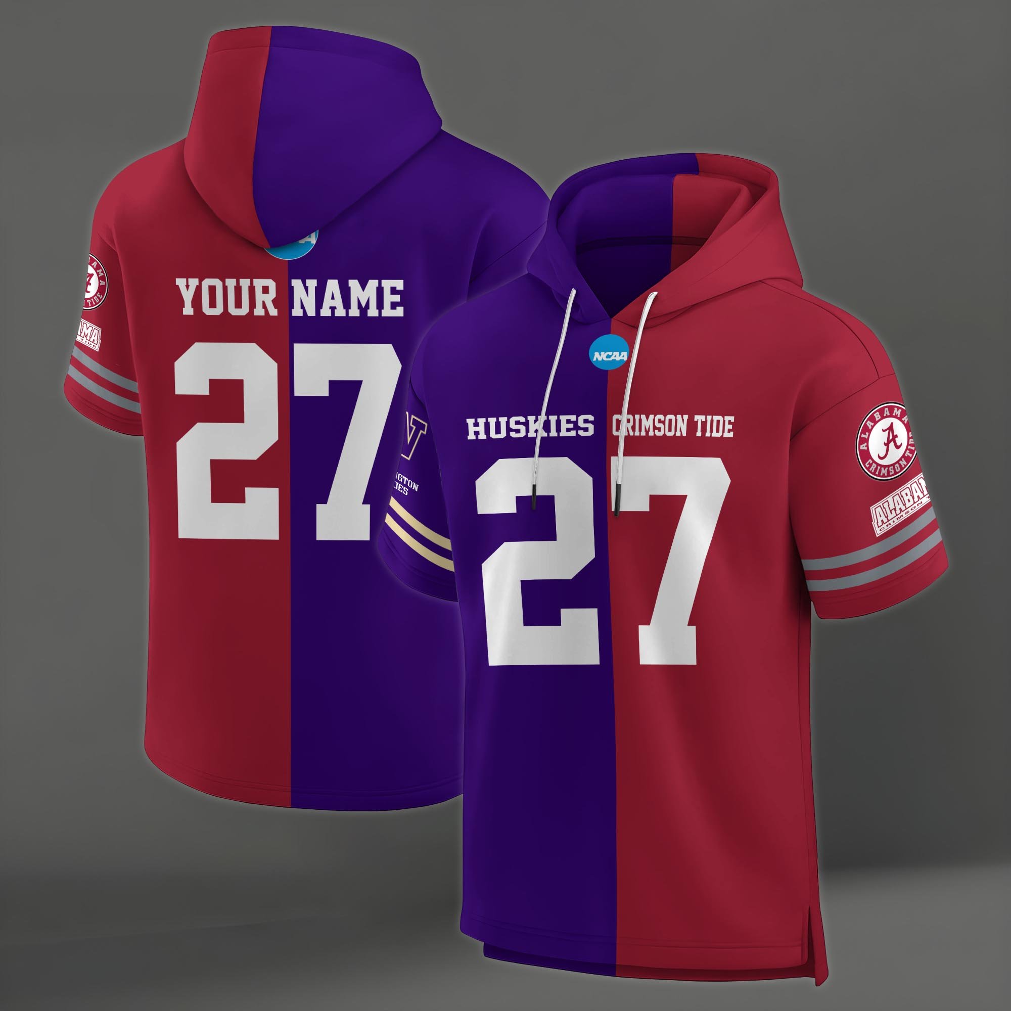 Alternative view of Washington Huskies House Divided Hoodie Custom Name, Number And Team, Hoodie For Football Fans EHIVM-04151852