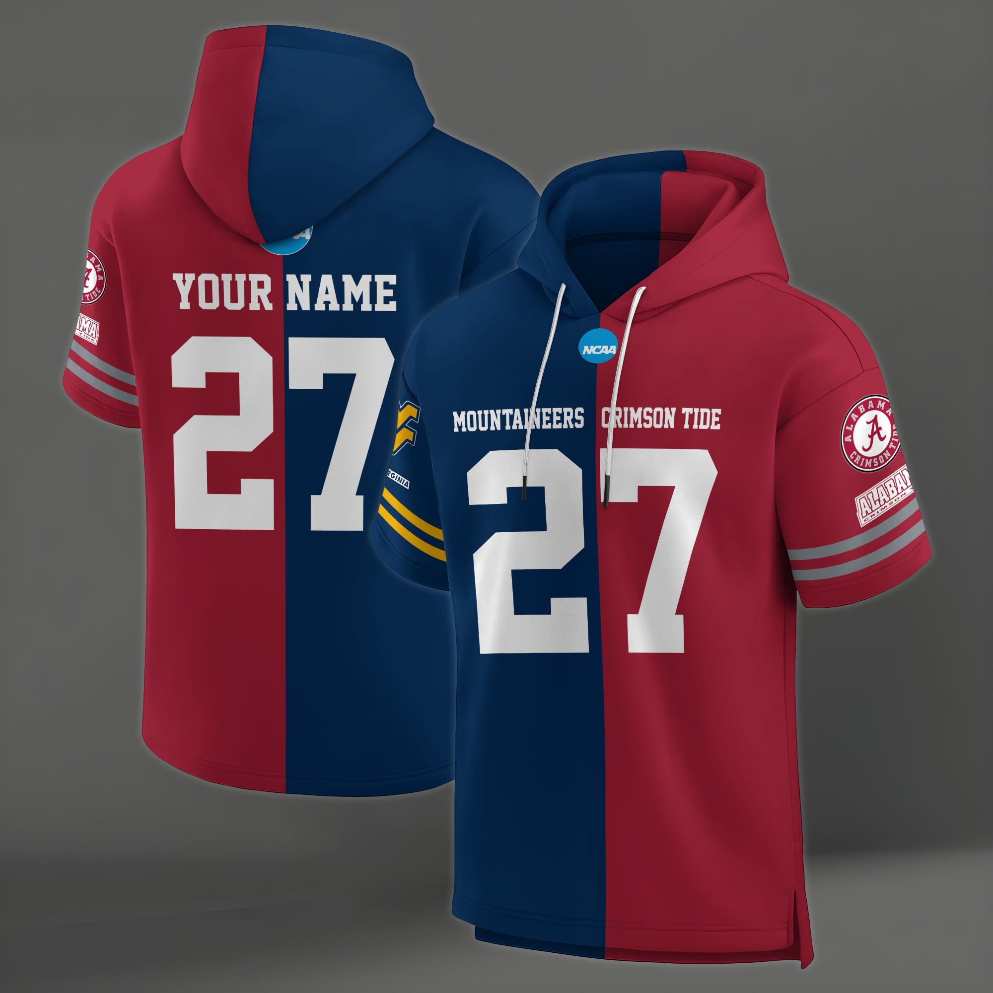 Alternative view of West Virginia Mountaineers House Divided Hoodie Custom Name, Number And Team, Hoodie For Football Fans EHIVM-04151852