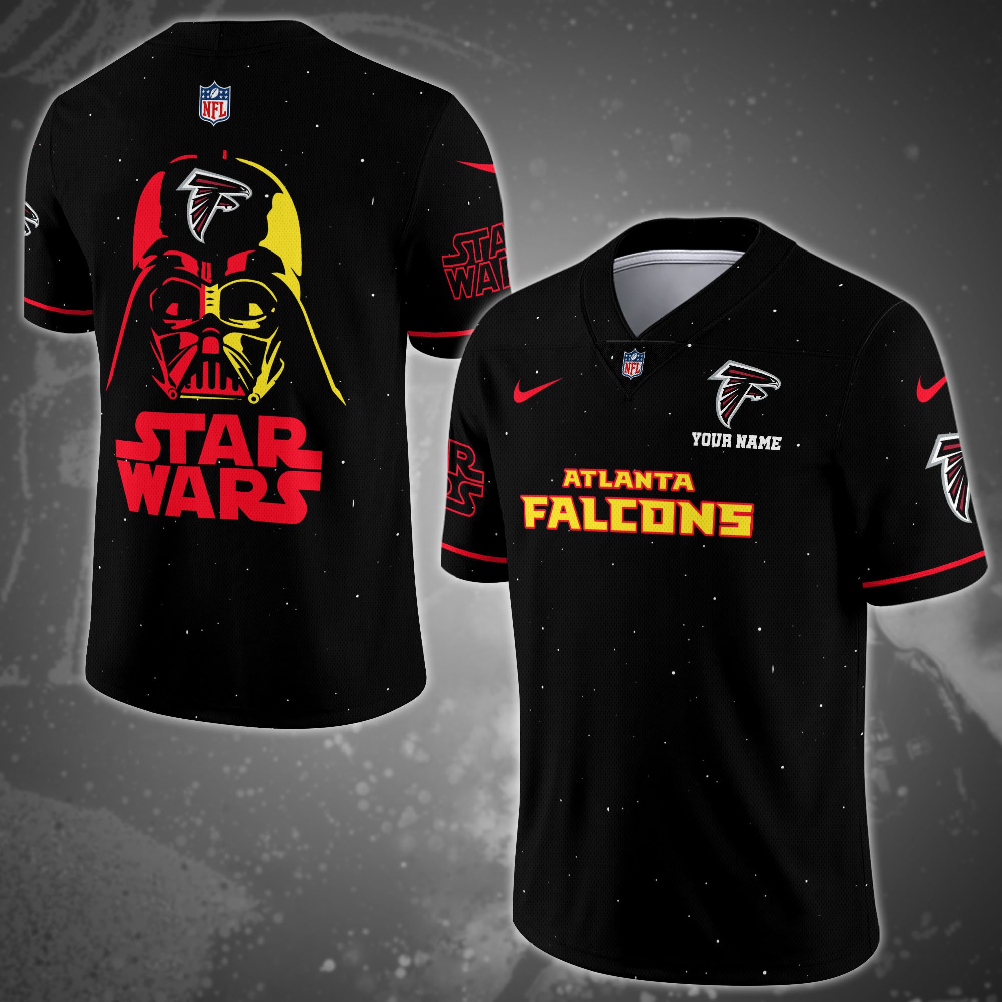 Atlanta Falcons Team And Star Wars Vneck Football Jersey Custom Name, Sport Shirts, Sport Gifts ETRG-04011569