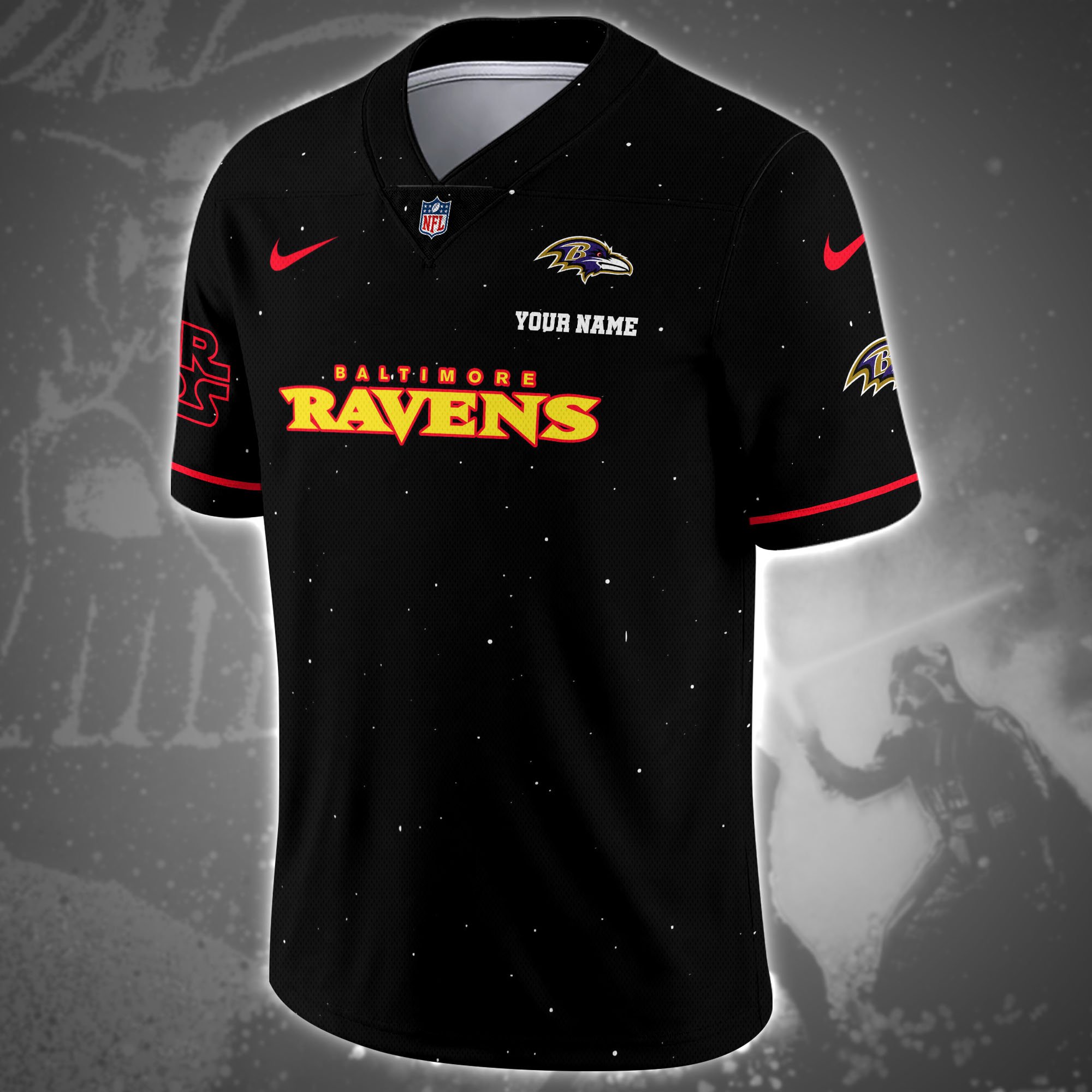 Alternative view of Baltimore Ravens Team And Star Wars Vneck Football Jersey Custom Name, Sport Shirts, Sport Gifts ETRG-04011569