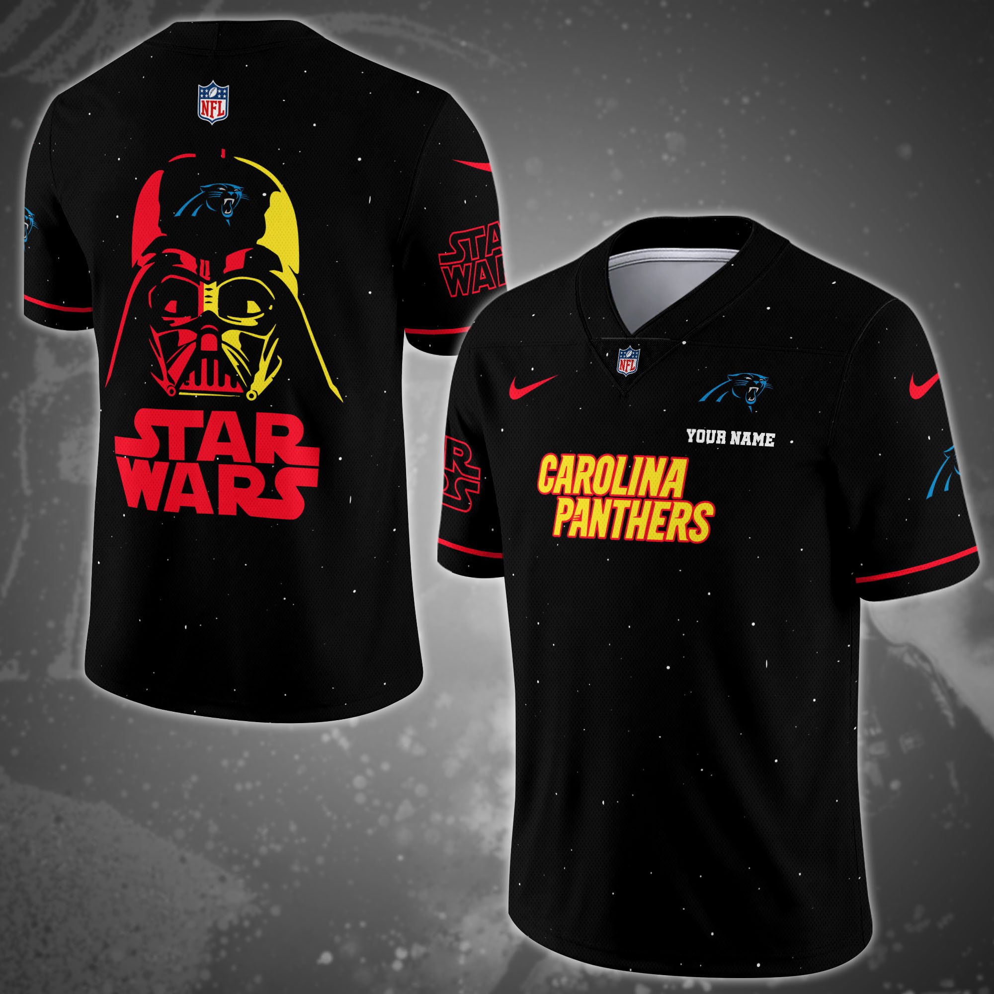 Carolina Panthers Team And Star Wars Vneck Football Jersey Custom Name, Sport Shirts, Sport Gifts ETRG-04011569