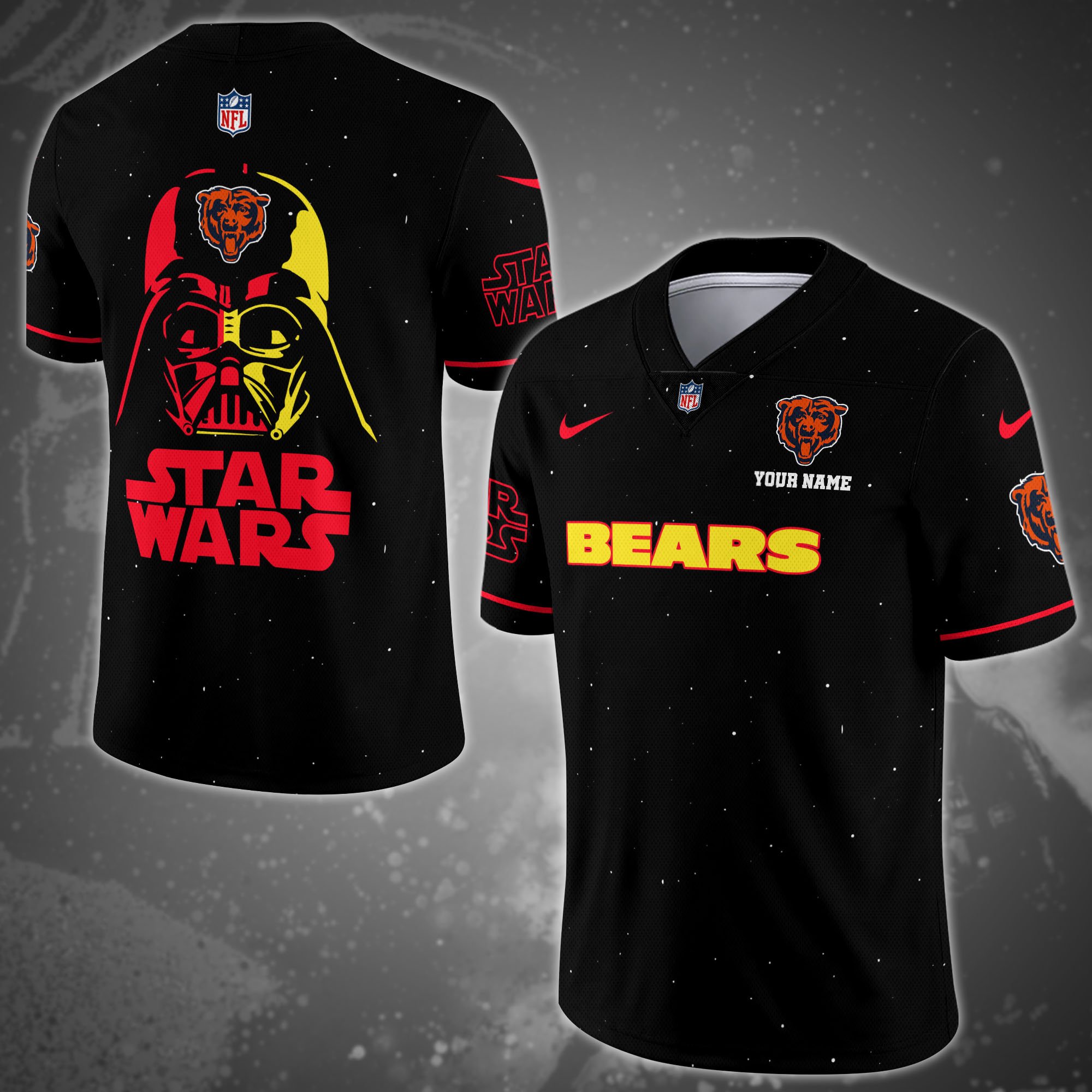 Chicago Bears Team And Star Wars Vneck Football Jersey Custom Name, Sport Shirts, Sport Gifts ETRG-04011569