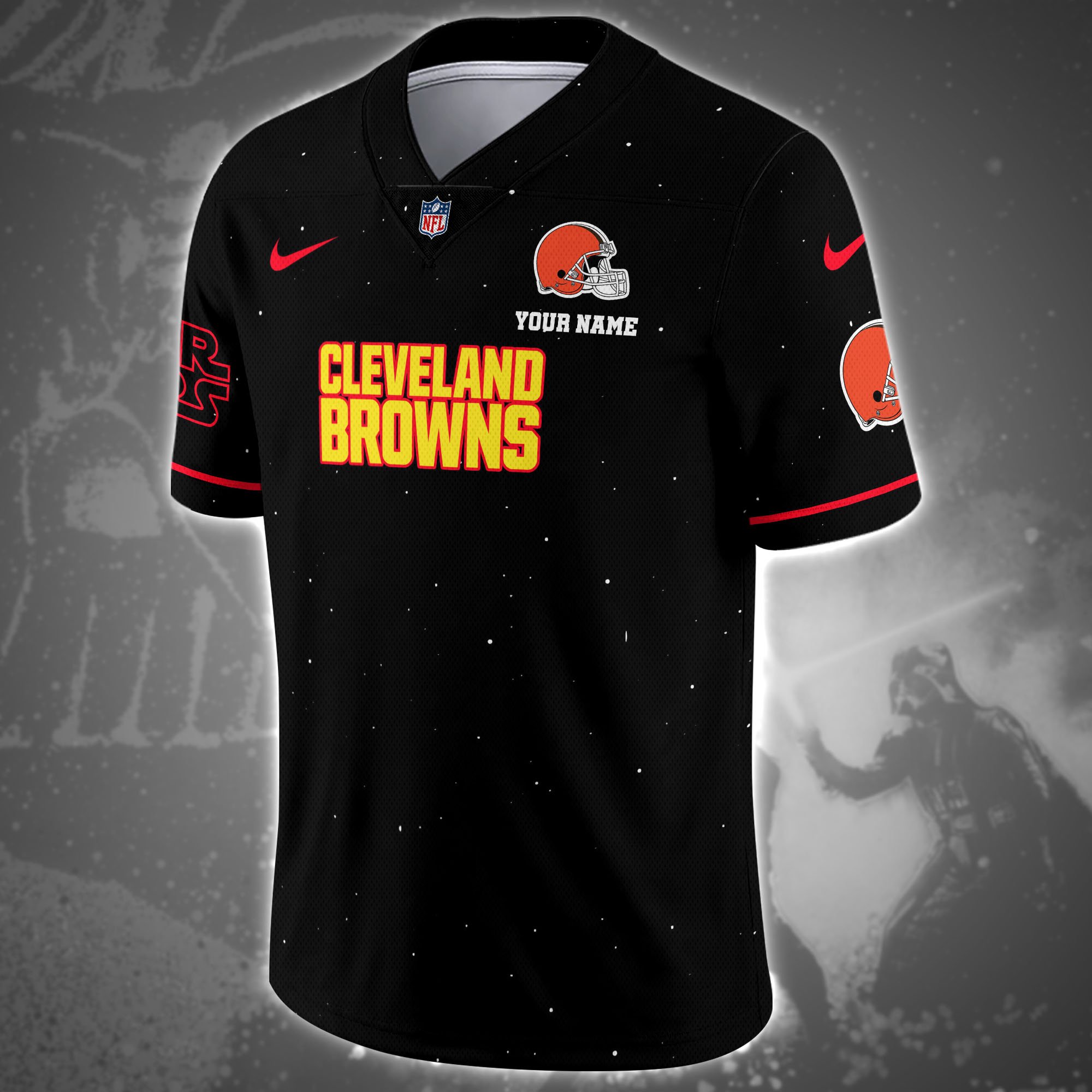 Alternative view of Cleveland Browns Team And Star Wars Vneck Football Jersey Custom Name, Sport Shirts, Sport Gifts ETRG-04011569