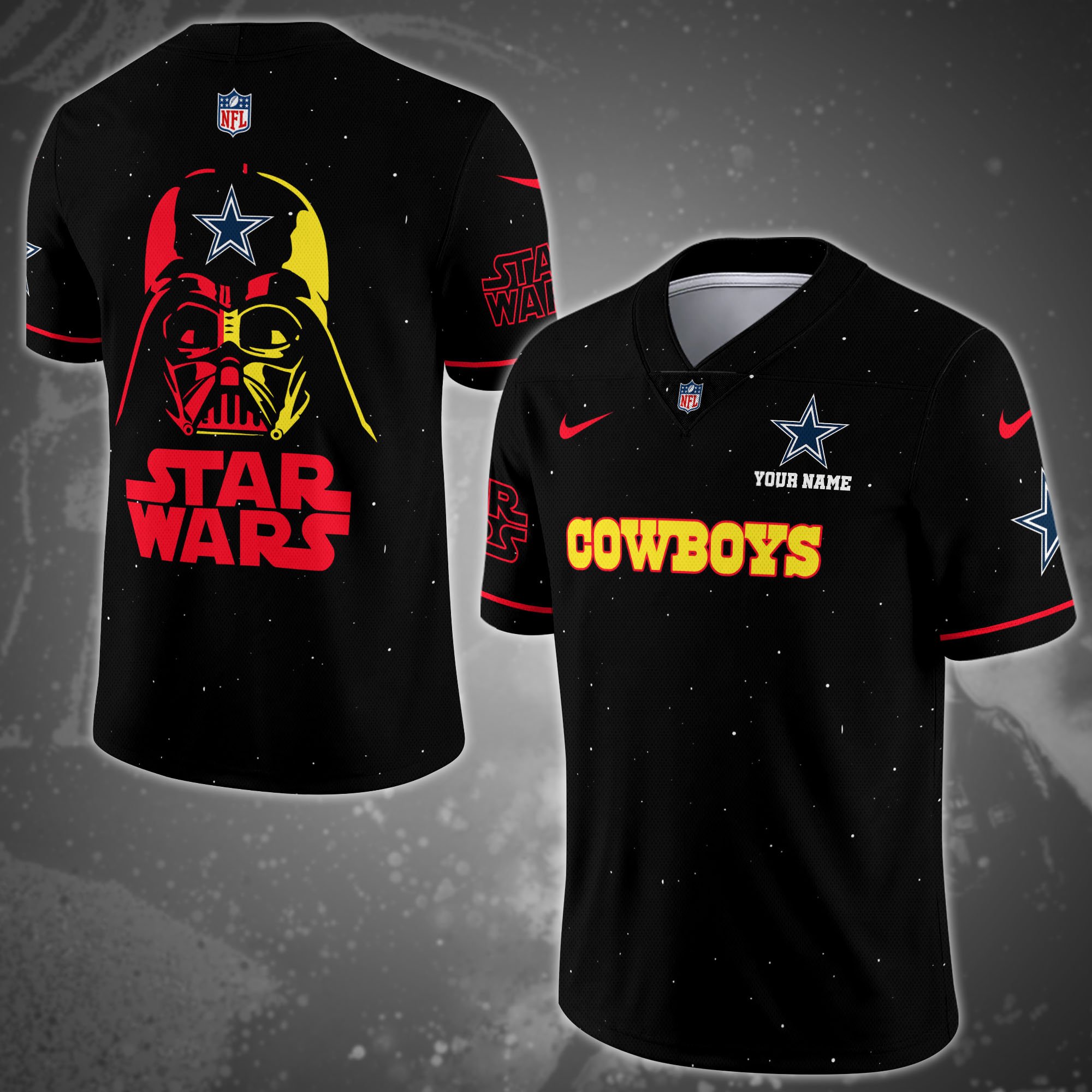Dallas Cowboys Team And Star Wars Vneck Football Jersey Custom Name, Sport Shirts, Sport Gifts ETRG-04011569