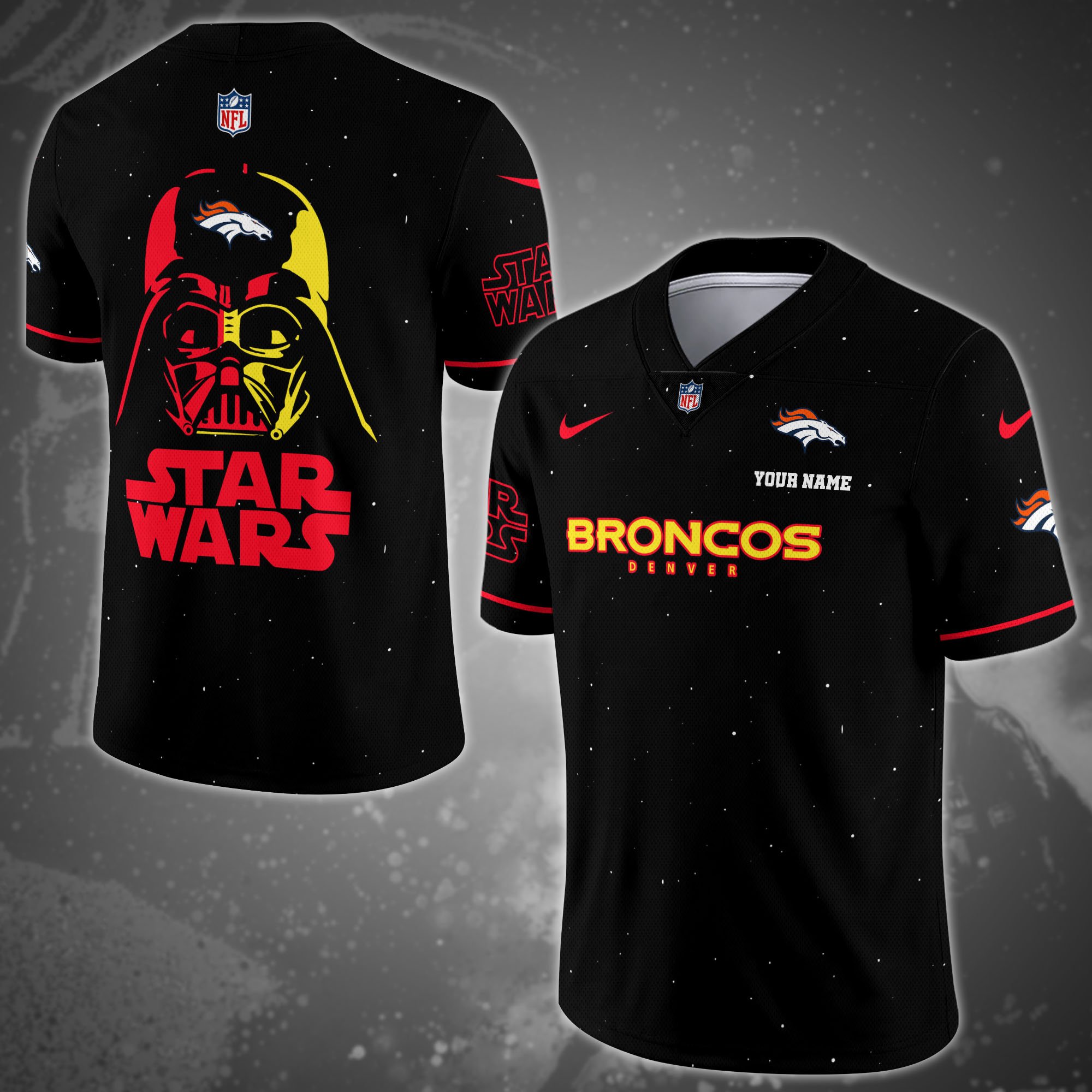 Denver Broncos Team And Star Wars Vneck Football Jersey Custom Name, Sport Shirts, Sport Gifts ETRG-04011569