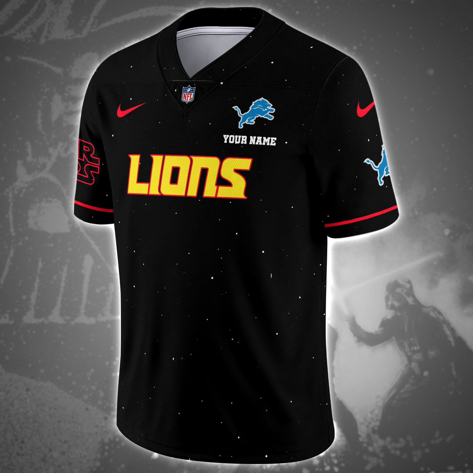 Alternative view of Detroit Lions Team And Star Wars Vneck Football Jersey Custom Name, Sport Shirts, Sport Gifts ETRG-04011569