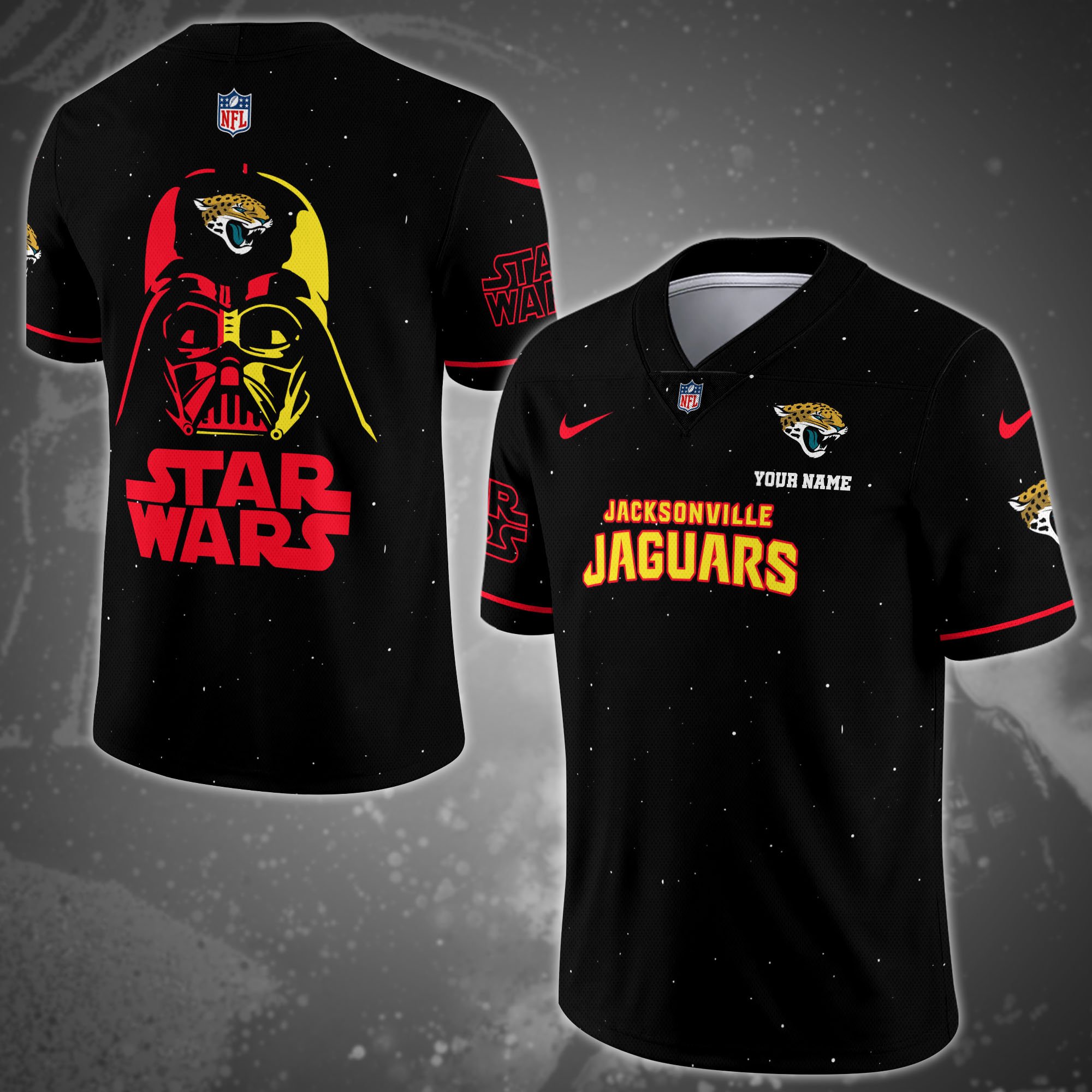 Jacksonville Jaguars Team And Star Wars Vneck Football Jersey Custom Name, Sport Shirts, Sport Gifts ETRG-04011569