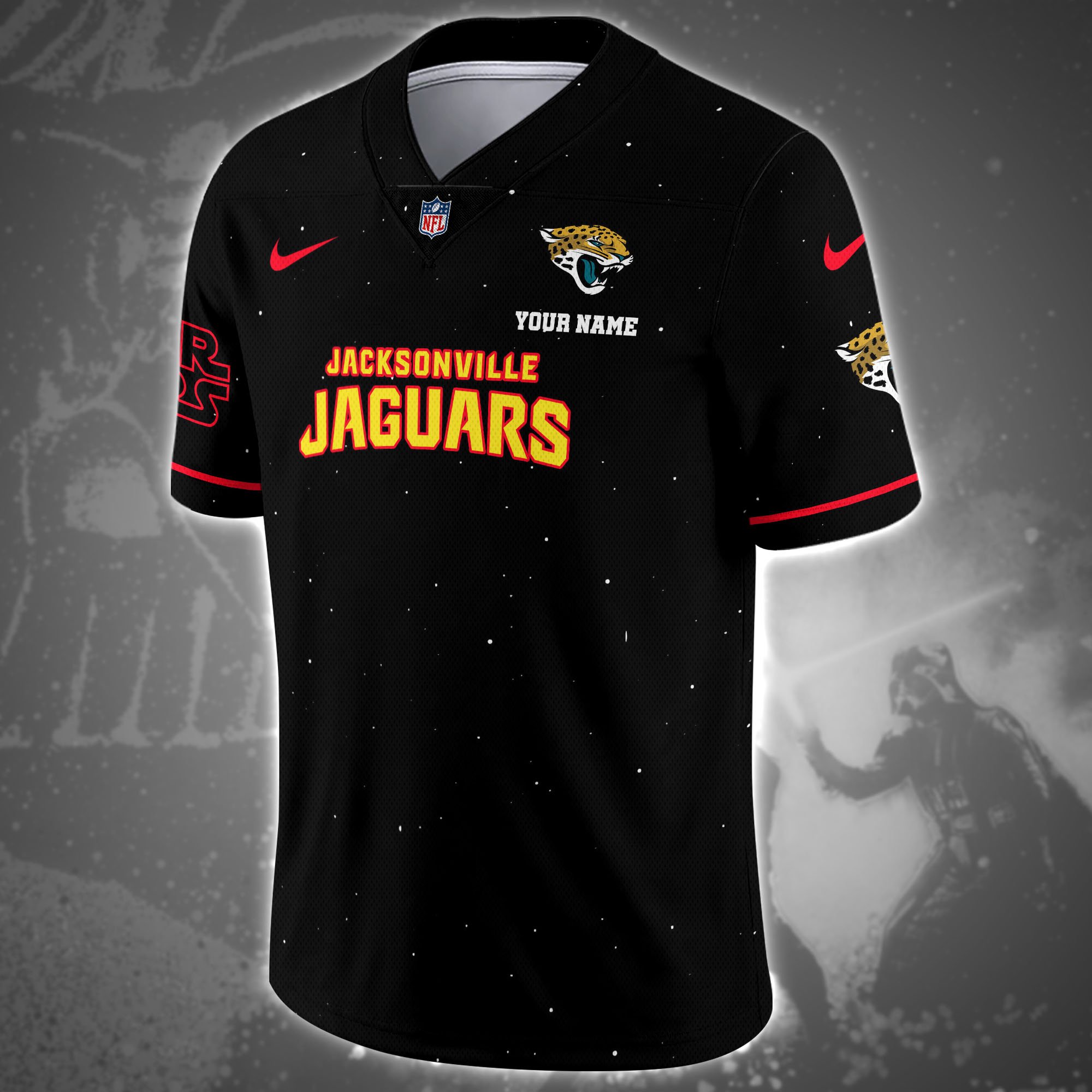 Alternative view of Jacksonville Jaguars Team And Star Wars Vneck Football Jersey Custom Name, Sport Shirts, Sport Gifts ETRG-04011569