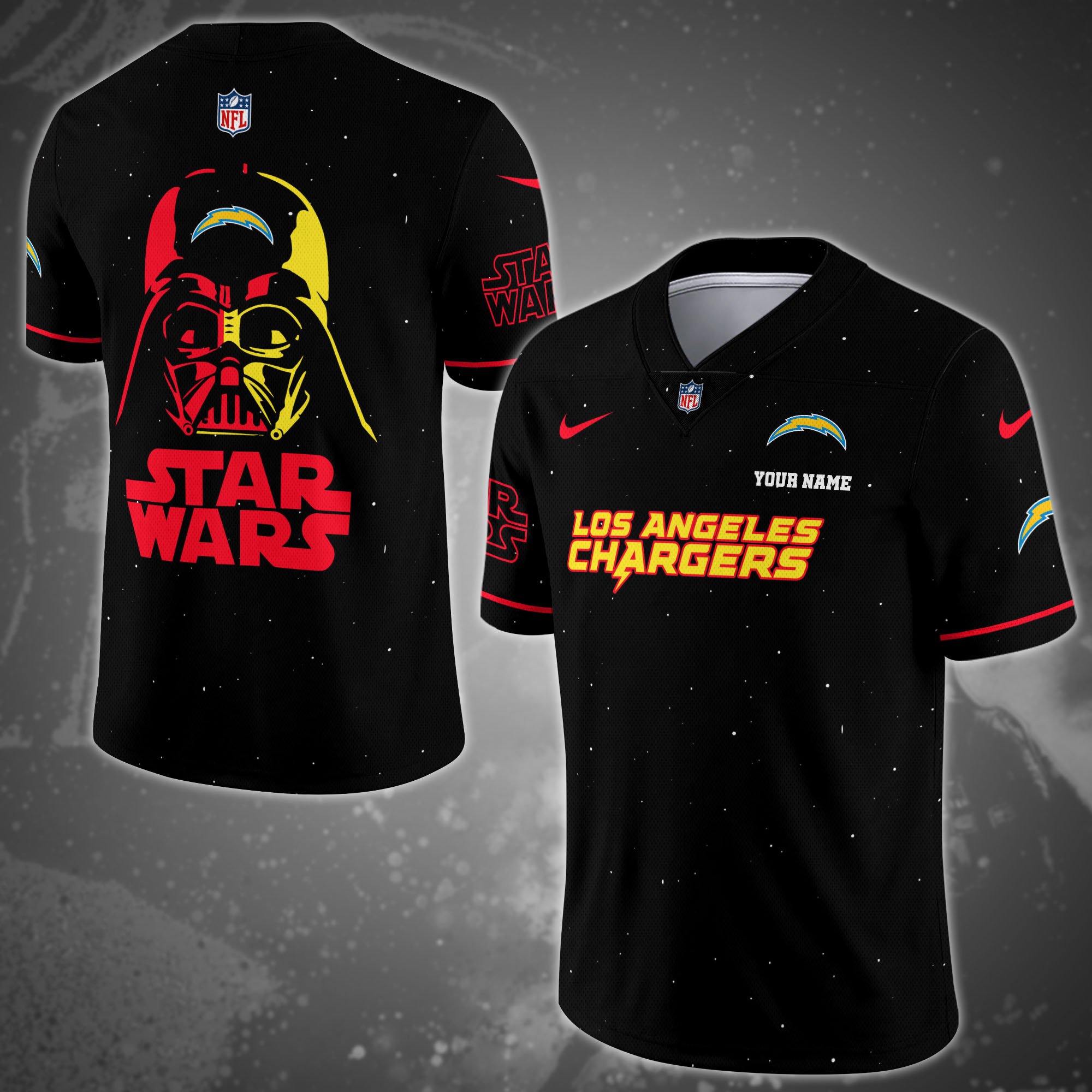 Los Angeles Chargers Team And Star Wars Vneck Football Jersey Custom Name, Sport Shirts, Sport Gifts ETRG-04011569