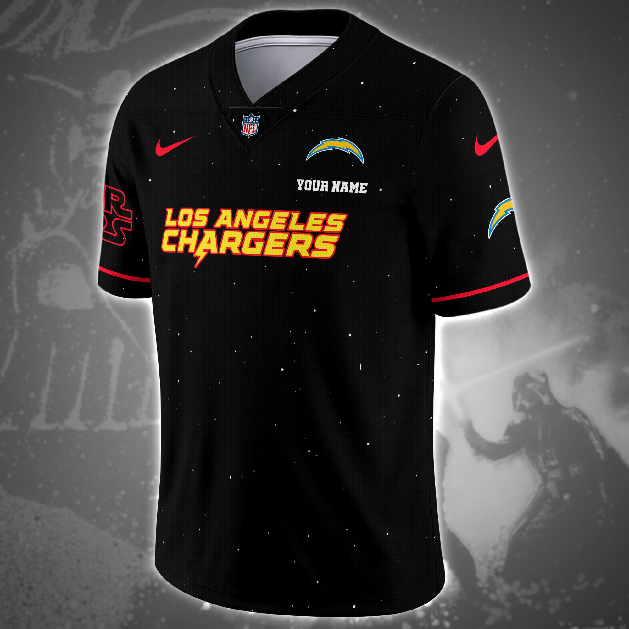 Alternative view of Los Angeles Chargers Team And Star Wars Vneck Football Jersey Custom Name, Sport Shirts, Sport Gifts ETRG-04011569