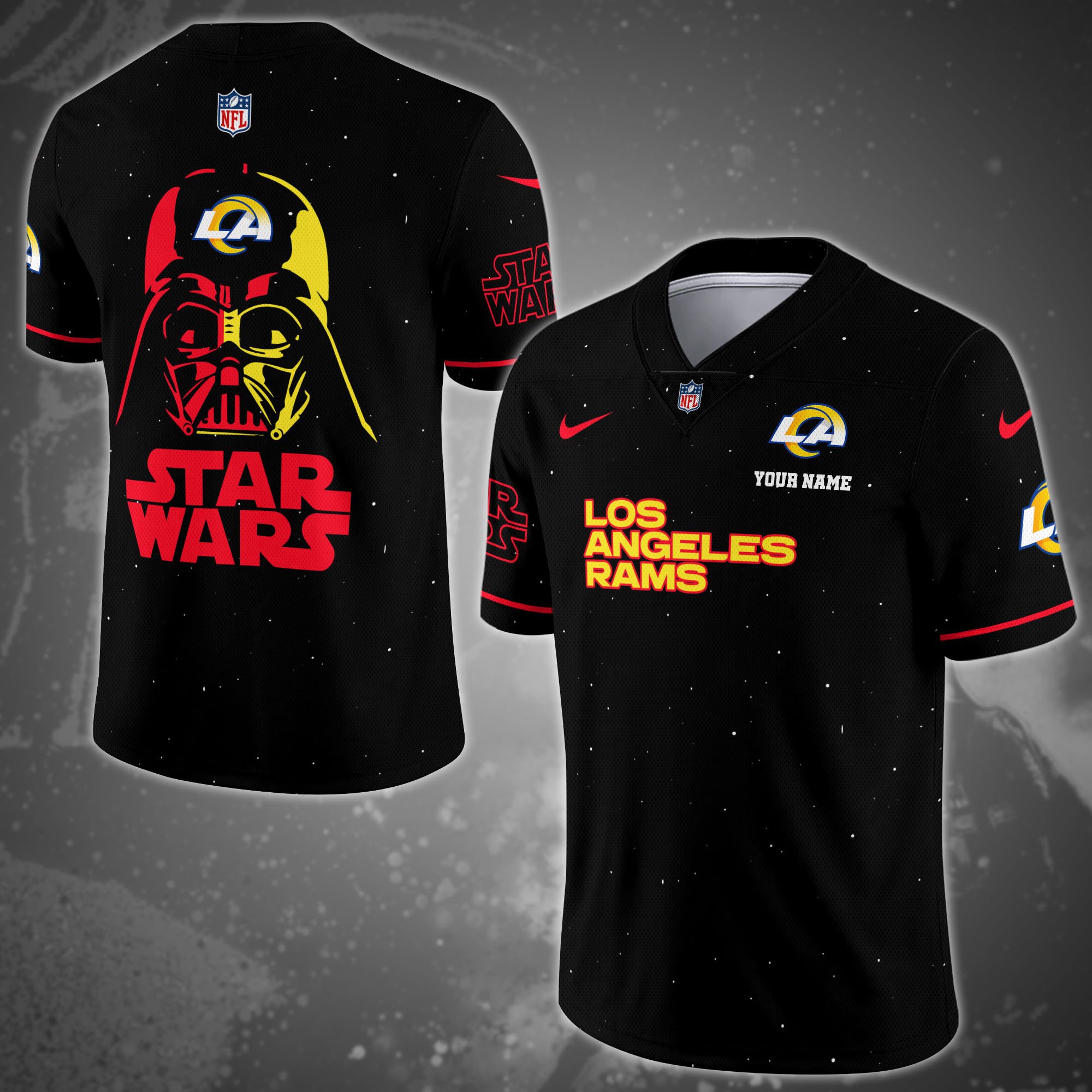 Los Angeles Rams Team And Star Wars Vneck Football Jersey Custom Name, Sport Shirts, Sport Gifts ETRG-04011569
