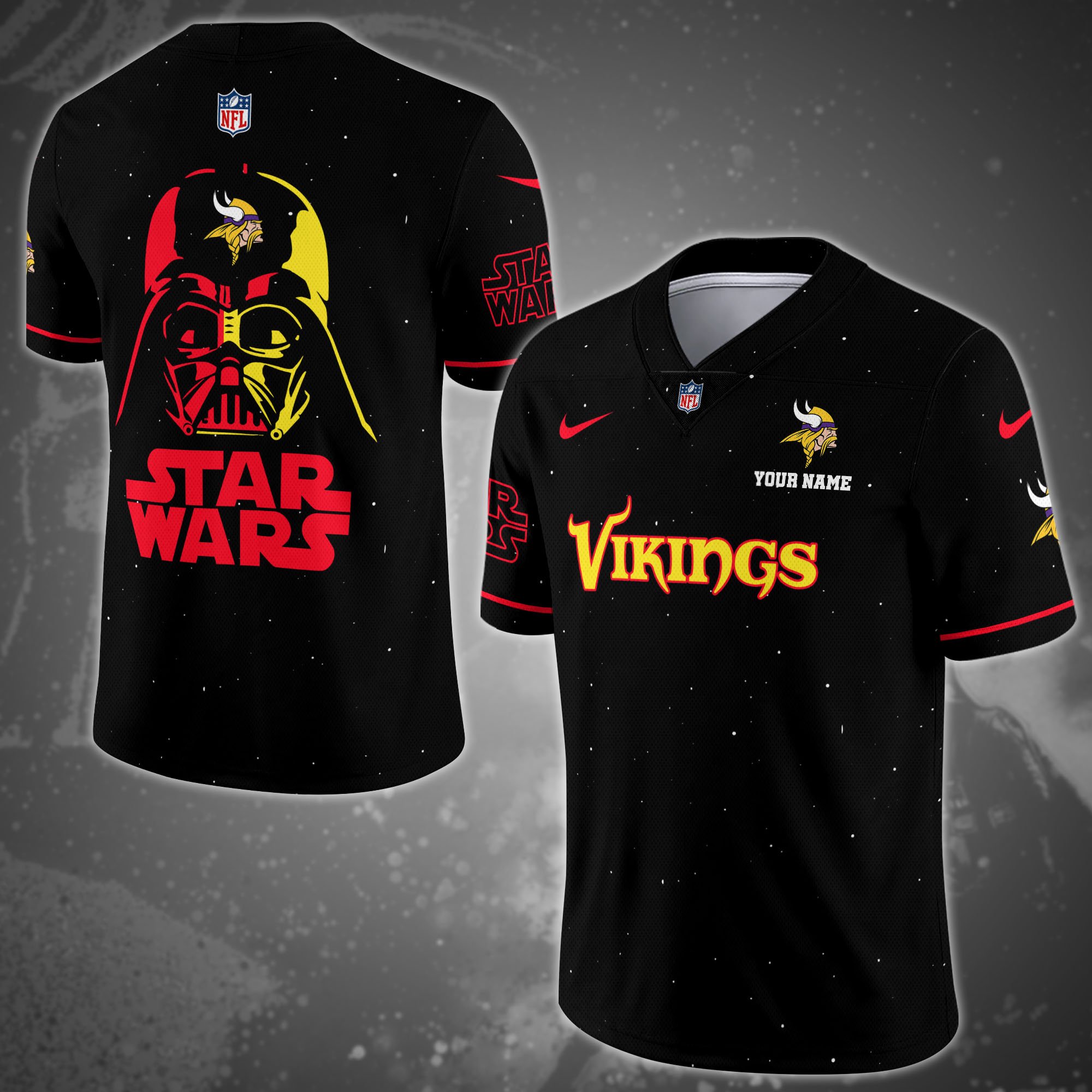 Minnesota Vikings Team And Star Wars Vneck Football Jersey Custom Name, Sport Shirts, Sport Gifts ETRG-04011569