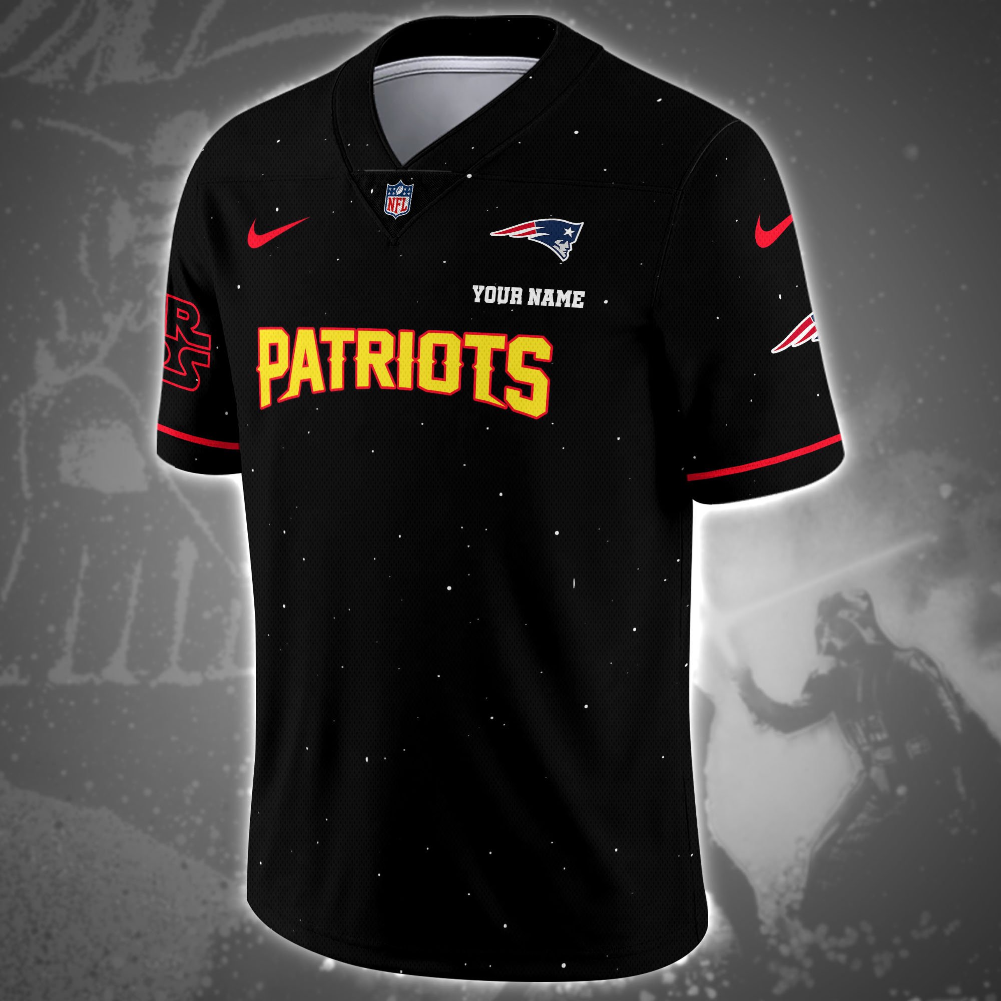 Alternative view of New England Patriots Team And Star Wars Vneck Football Jersey Custom Name, Sport Shirts, Sport Gifts ETRG-04011569