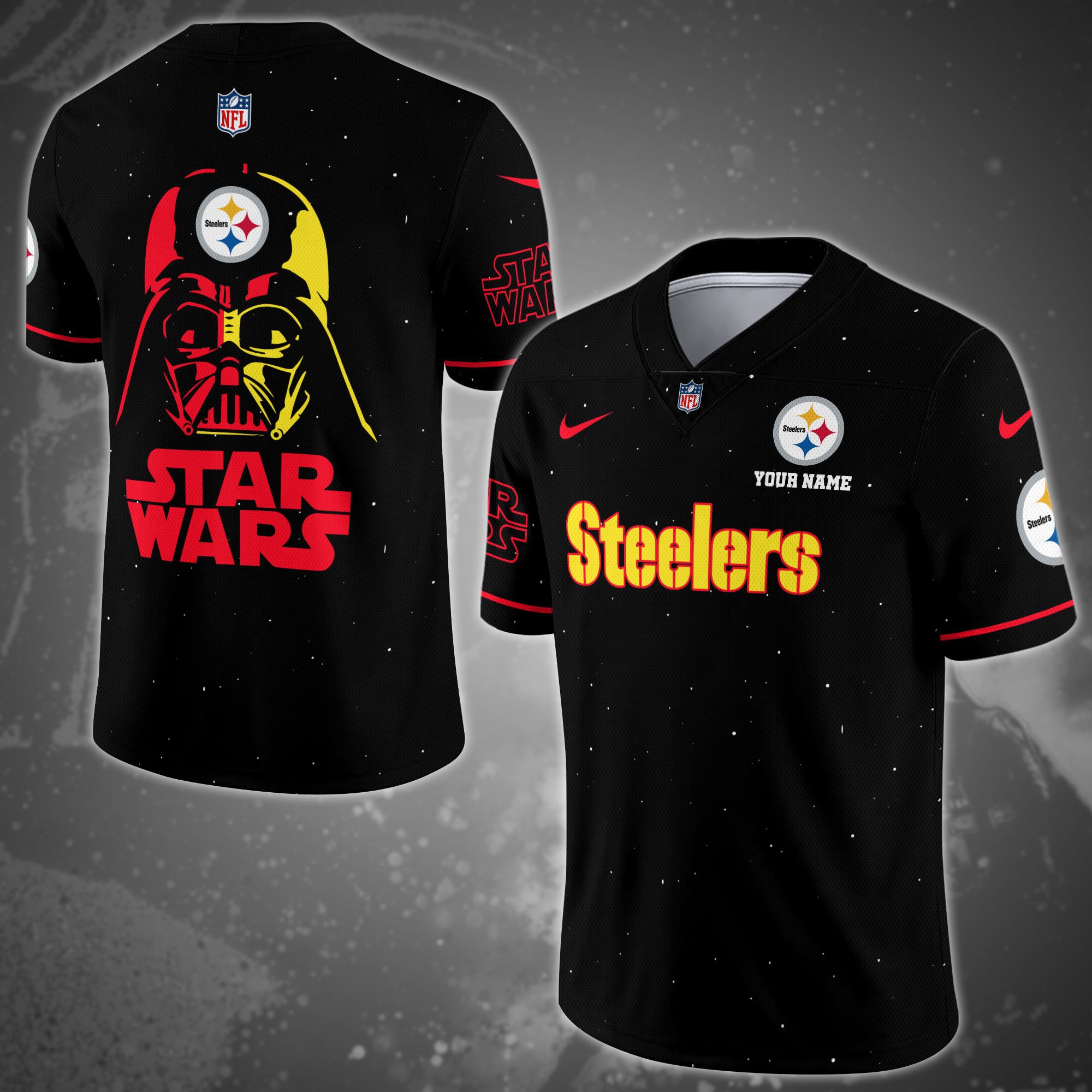 Pittsburgh Steelers Team And Star Wars Vneck Football Jersey Custom Name, Sport Shirts, Sport Gifts ETRG-04011569
