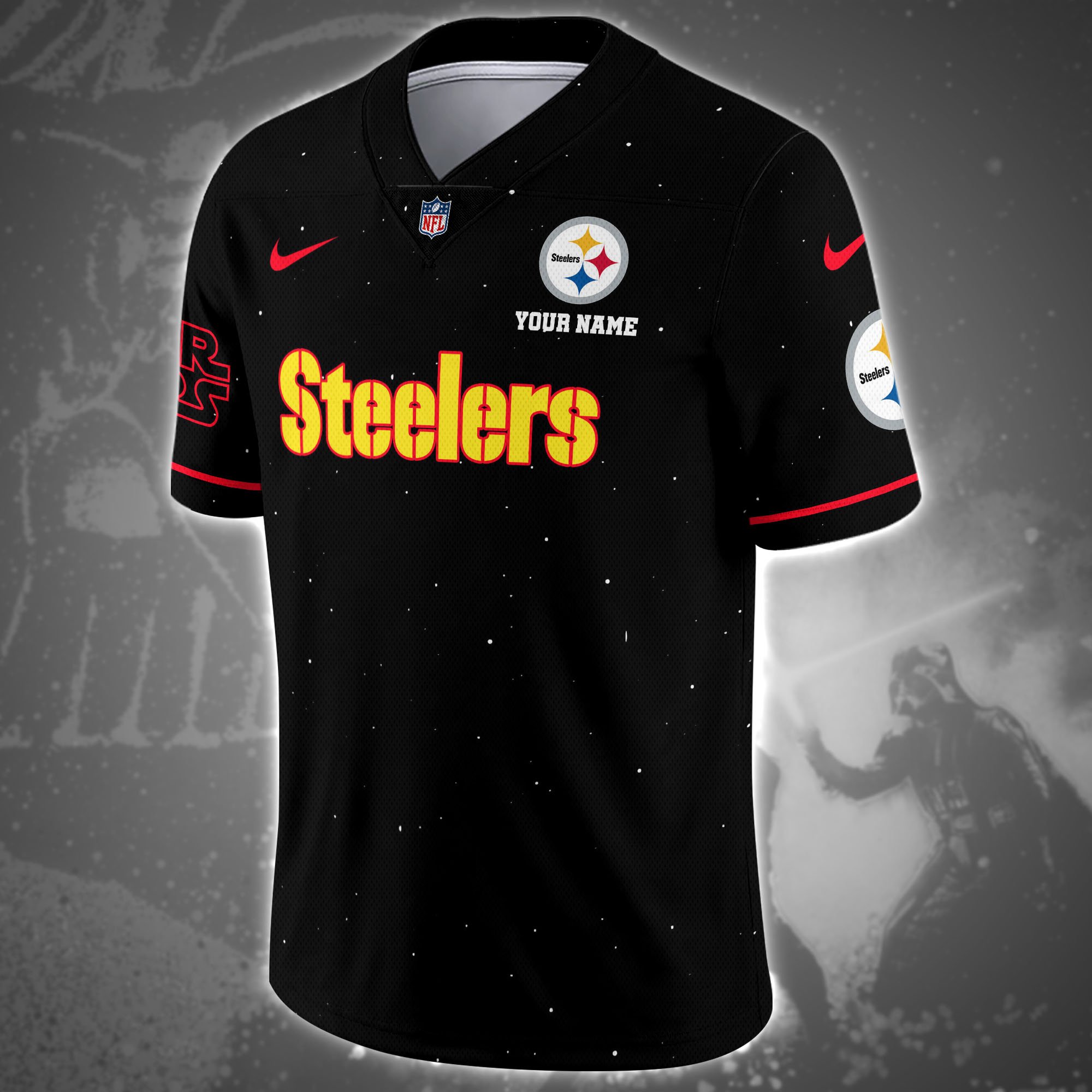 Alternative view of Pittsburgh Steelers Team And Star Wars Vneck Football Jersey Custom Name, Sport Shirts, Sport Gifts ETRG-04011569