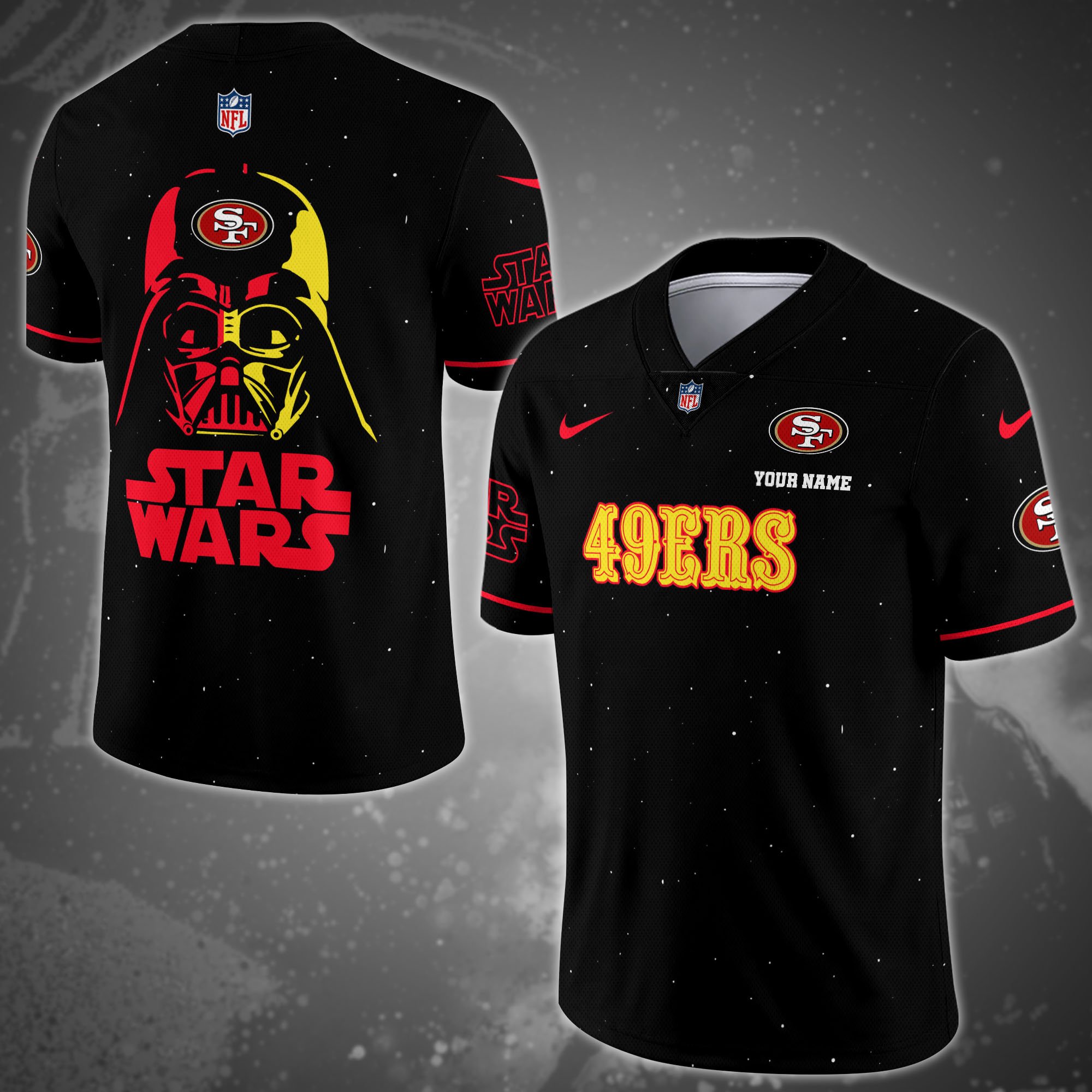 San Francisco 49ers Team And Star Wars Vneck Football Jersey Custom Name, Sport Shirts, Sport Gifts ETRG-04011569