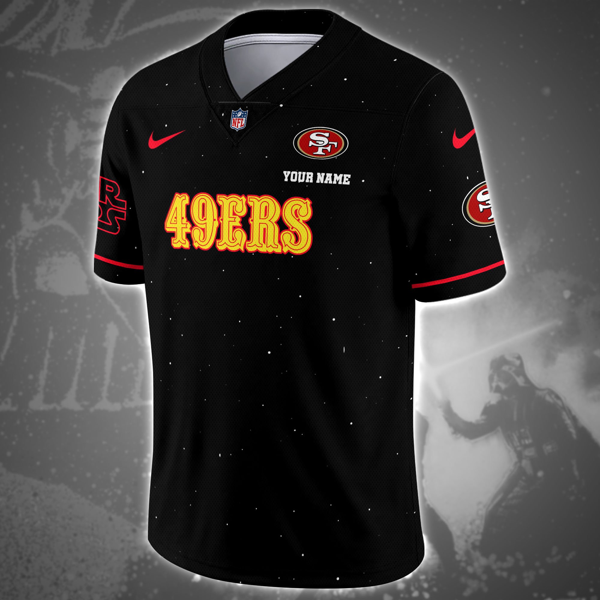 Alternative view of San Francisco 49ers Team And Star Wars Vneck Football Jersey Custom Name, Sport Shirts, Sport Gifts ETRG-04011569