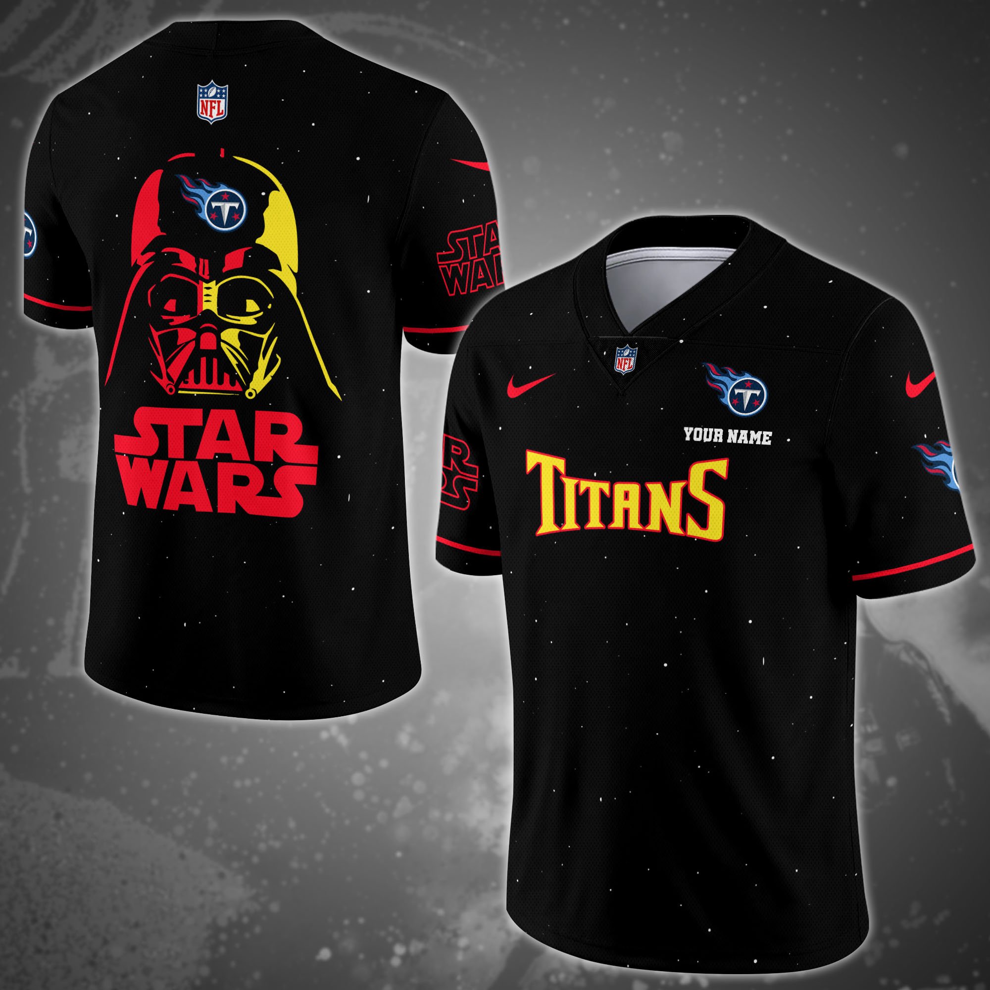 Tennessee Titans Team And Star Wars Vneck Football Jersey Custom Name, Sport Shirts, Sport Gifts ETRG-04011569