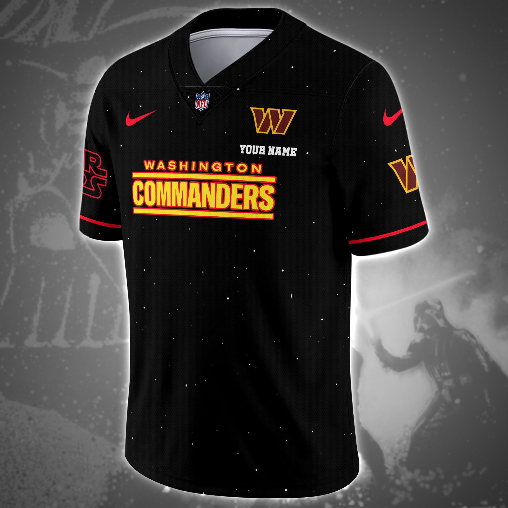 Alternative view of Washington Commanders Team And Star Wars Vneck Football Jersey Custom Name, Sport Shirts, Sport Gifts ETRG-04011569