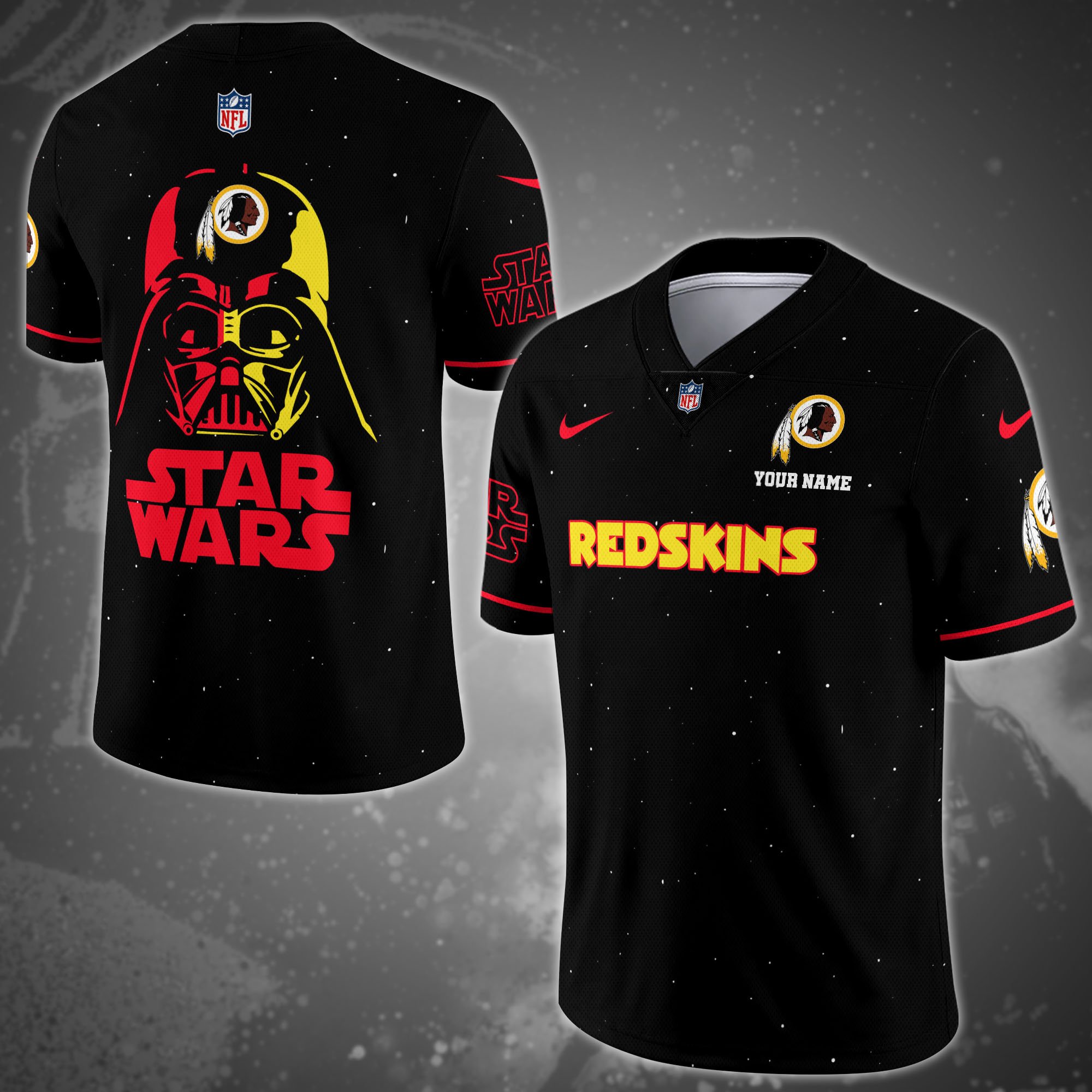 Washington Redskins Team And Star Wars Vneck Football Jersey Custom Name, Sport Shirts, Sport Gifts ETRG-04011569