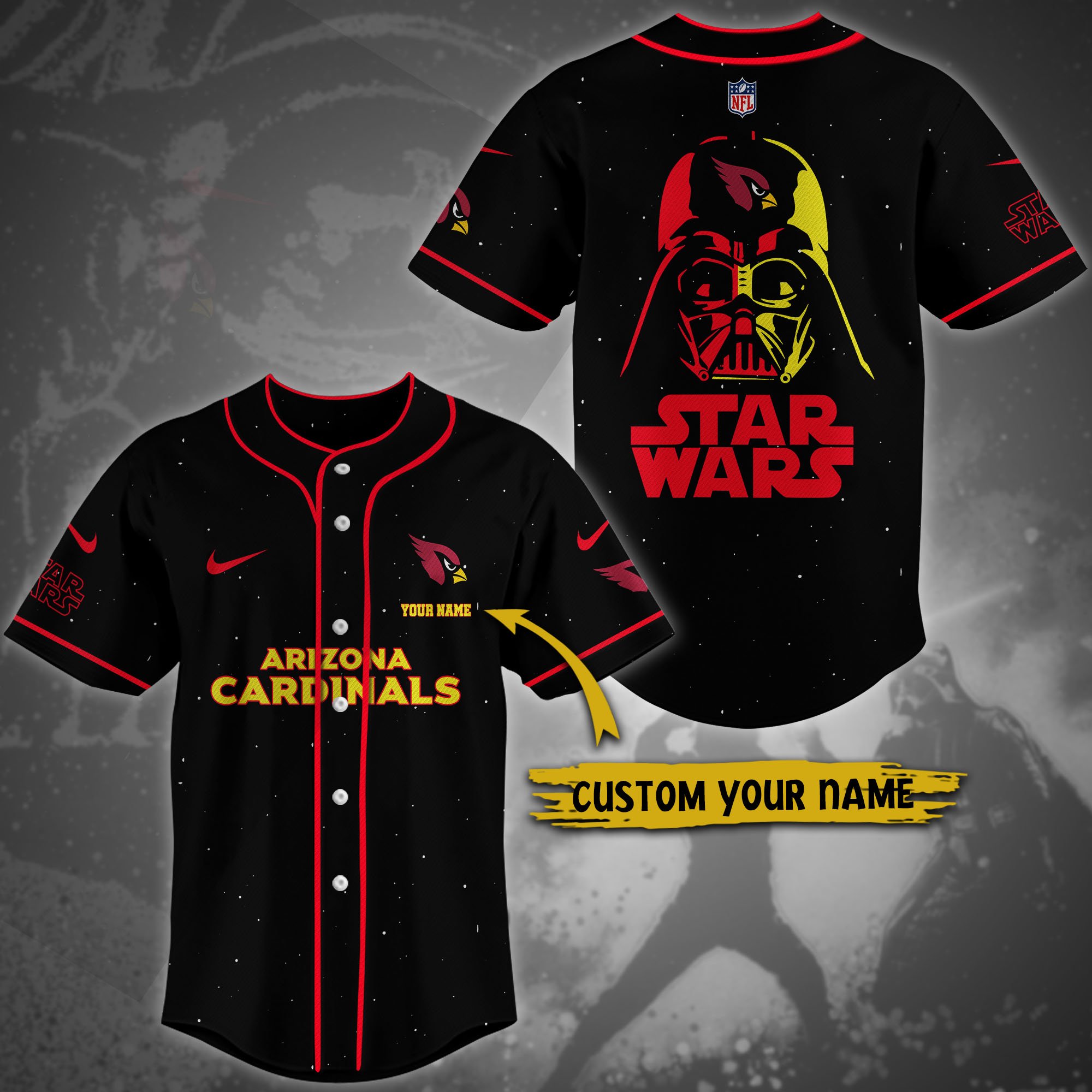 Alternative view of Arizona Cardinals Team And Star Wars Baseball Shirt Custom Name, Sport Shirts For Fan, Sport Gifts ETRG-04171882