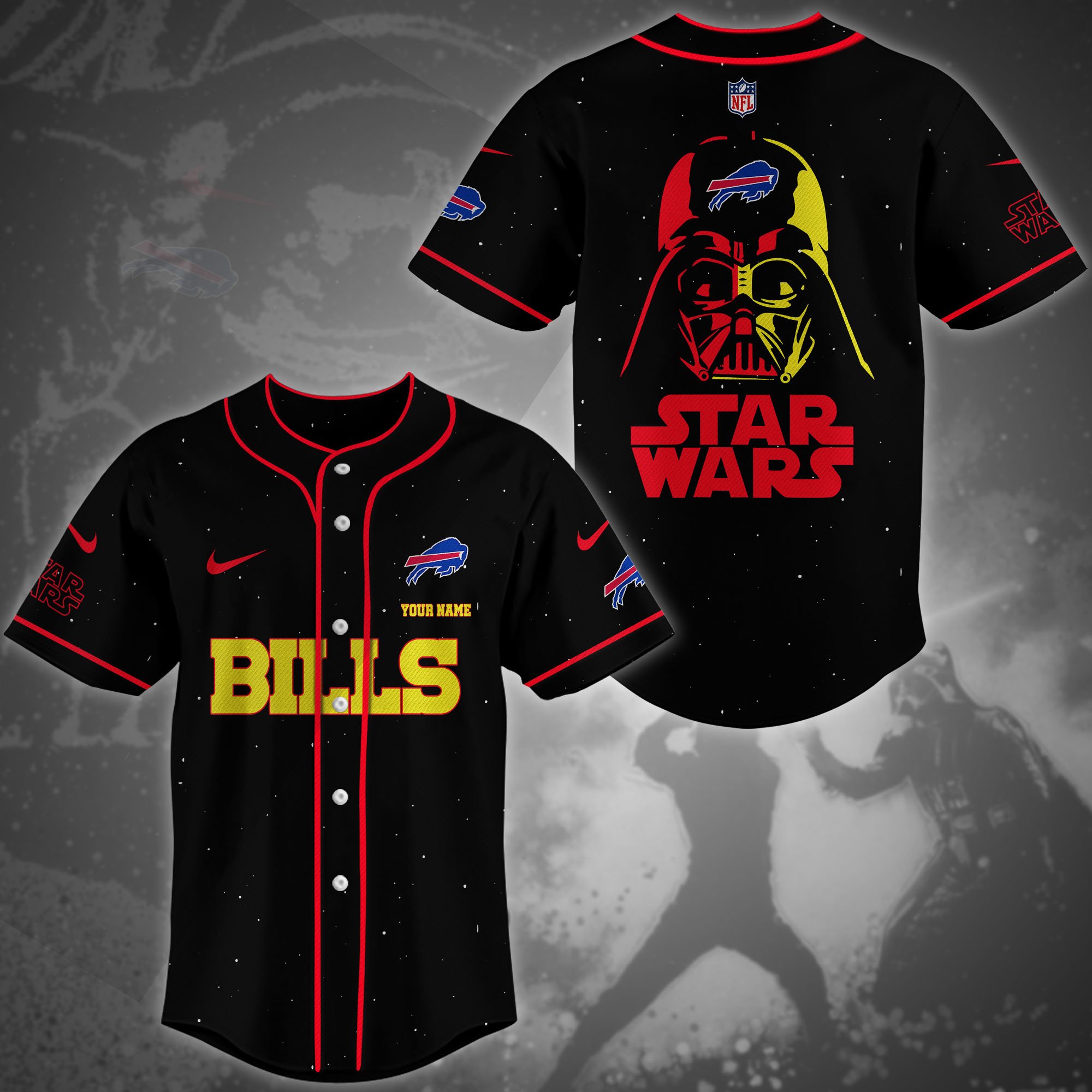 Buffalo Bills Team And Star Wars Baseball Shirt Custom Name, Sport Shirts For Fan, Sport Gifts ETRG-04171882