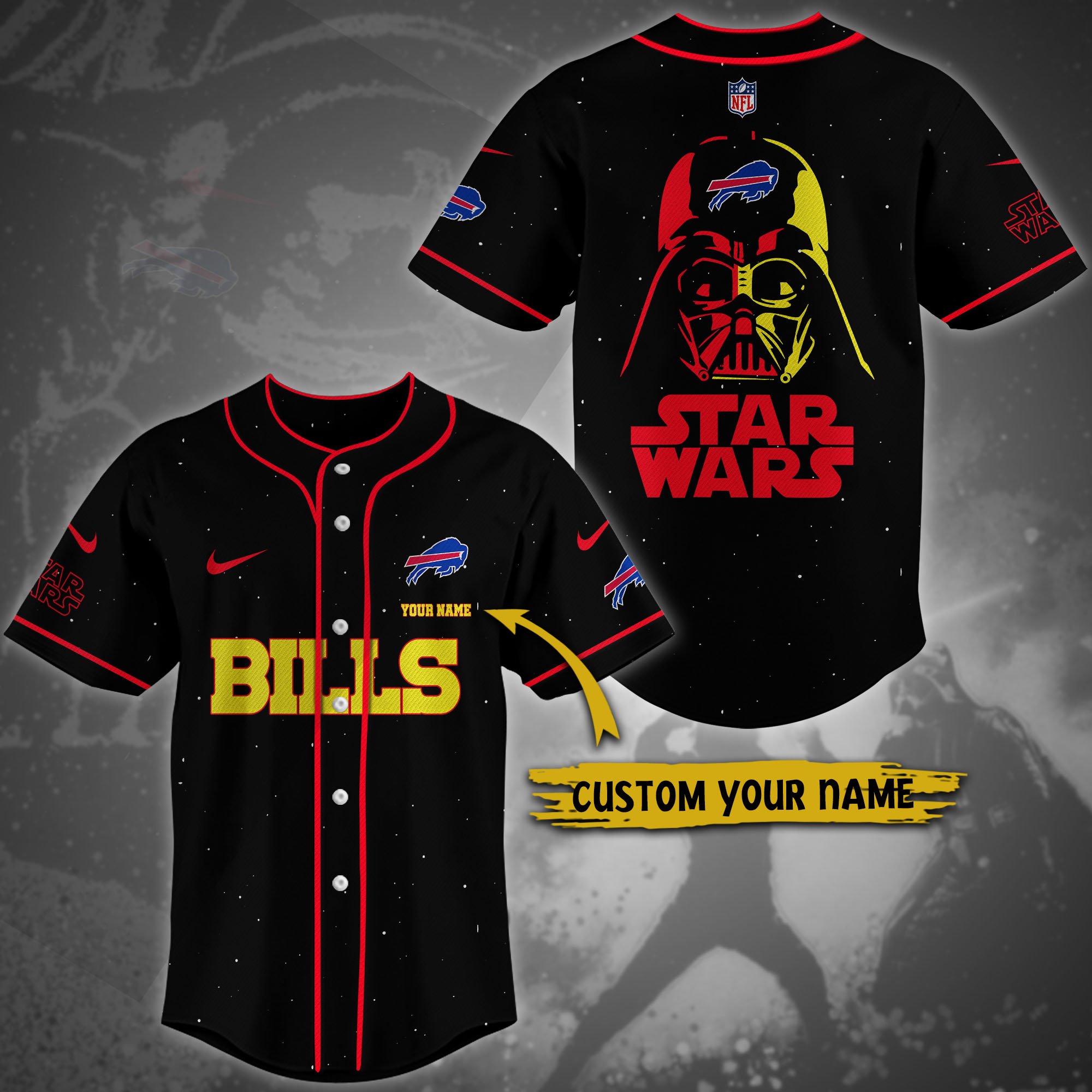 Alternative view of Buffalo Bills Team And Star Wars Baseball Shirt Custom Name, Sport Shirts For Fan, Sport Gifts ETRG-04171882