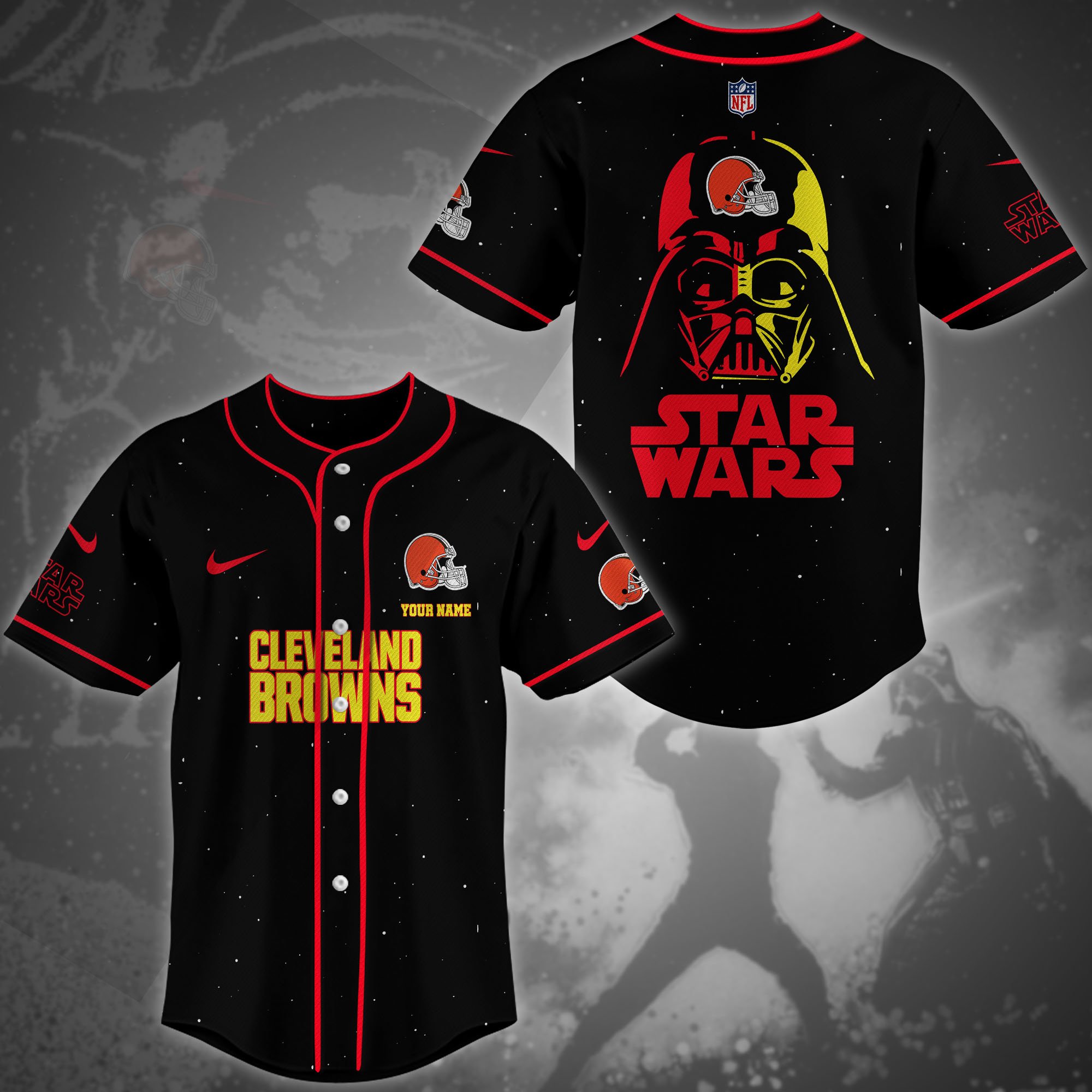 Cleveland Browns Team And Star Wars Baseball Shirt Custom Name, Sport Shirts For Fan, Sport Gifts ETRG-04171882