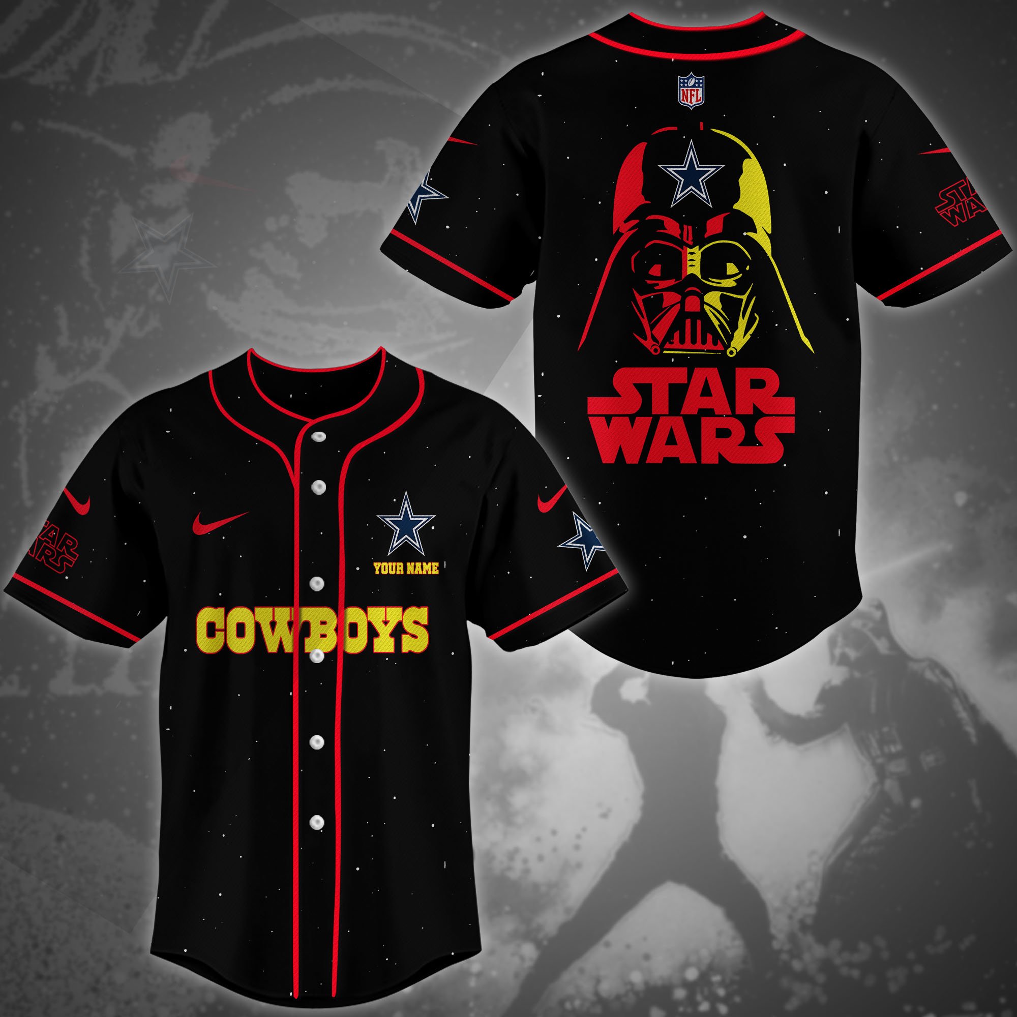 Dallas Cowboys Team And Star Wars Baseball Shirt Custom Name, Sport Shirts For Fan, Sport Gifts ETRG-04171882