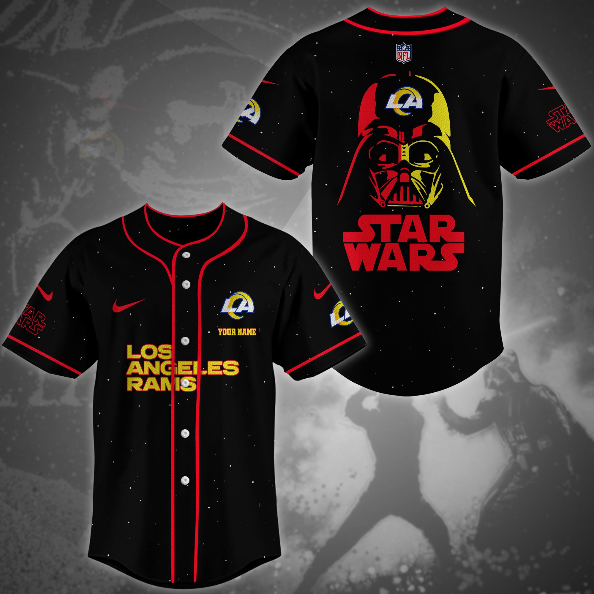 Los Angeles Rams Team And Star Wars Baseball Shirt Custom Name, Sport Shirts For Fan, Sport Gifts ETRG-04171882