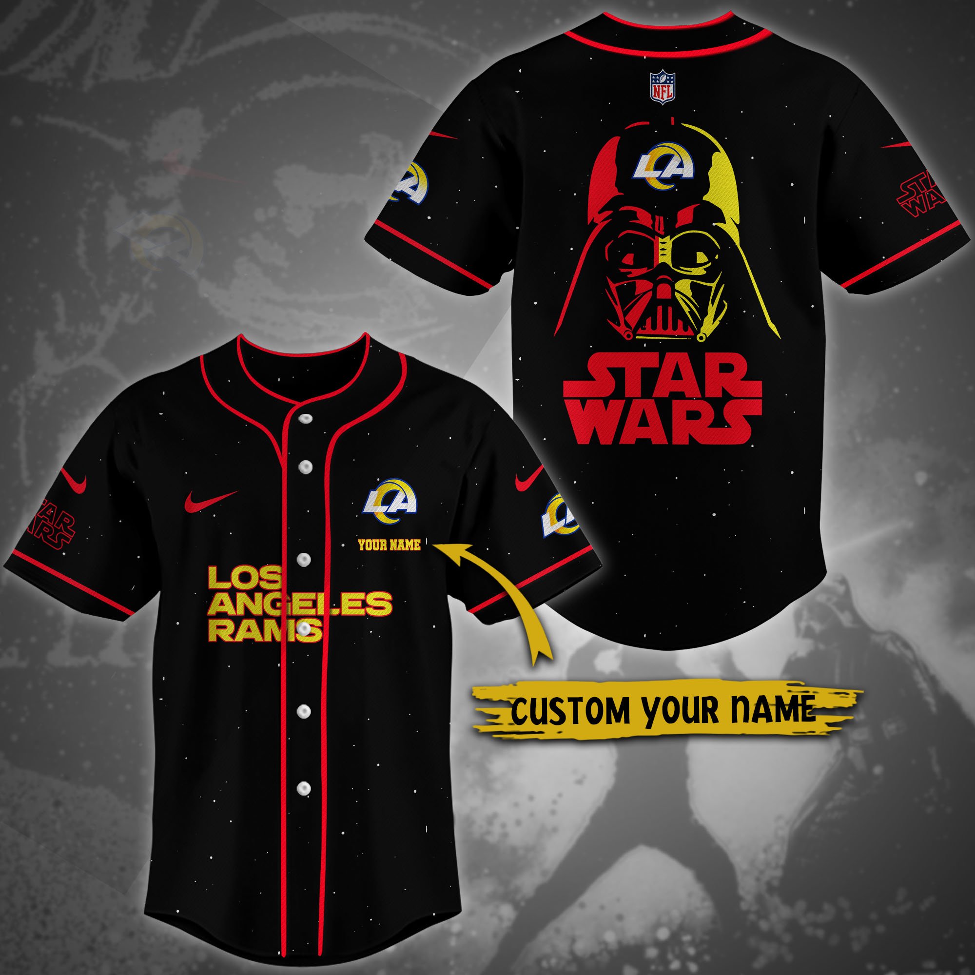Alternative view of Los Angeles Rams Team And Star Wars Baseball Shirt Custom Name, Sport Shirts For Fan, Sport Gifts ETRG-04171882