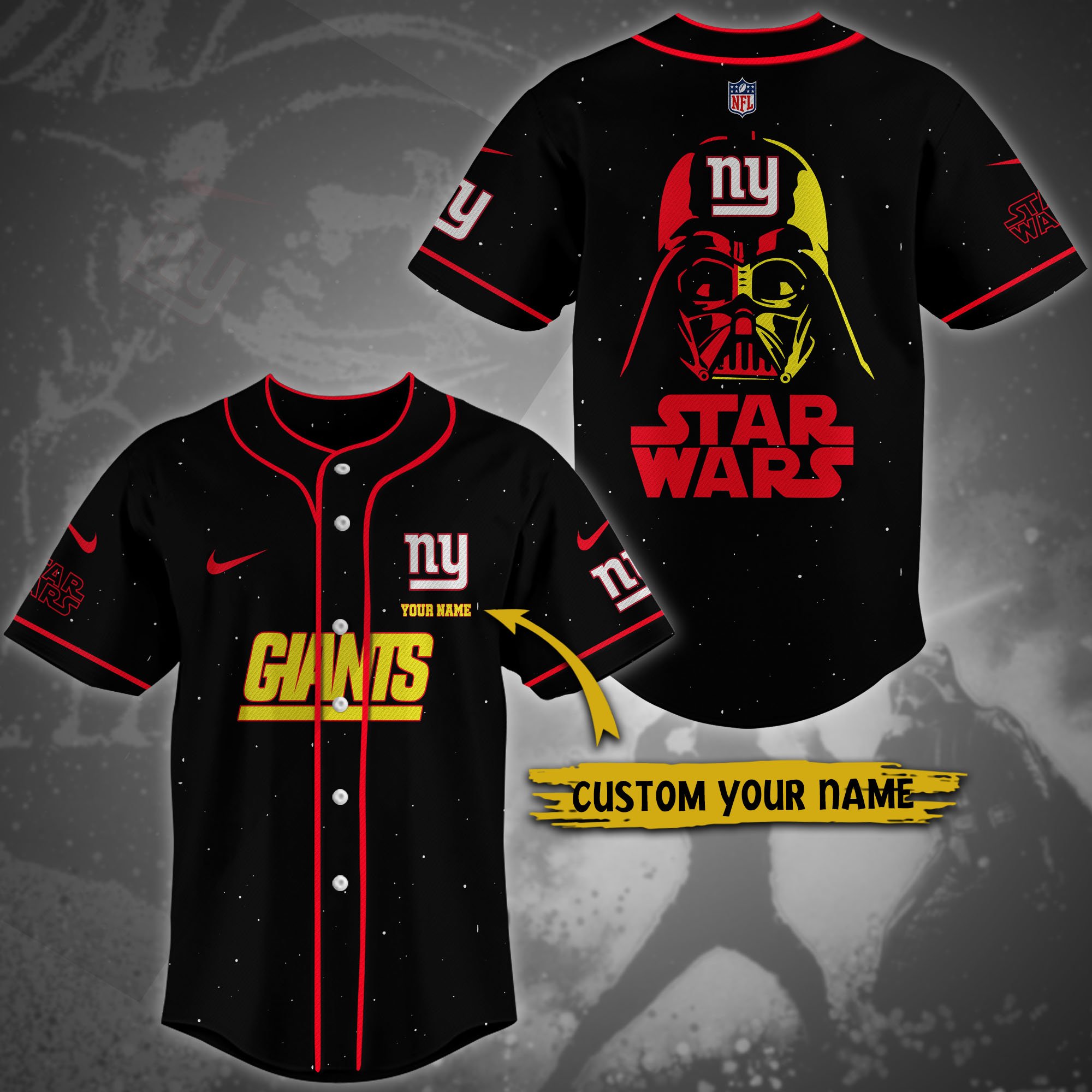 Alternative view of New York Giants Team And Star Wars Baseball Shirt Custom Name, Sport Shirts For Fan, Sport Gifts ETRG-04171882