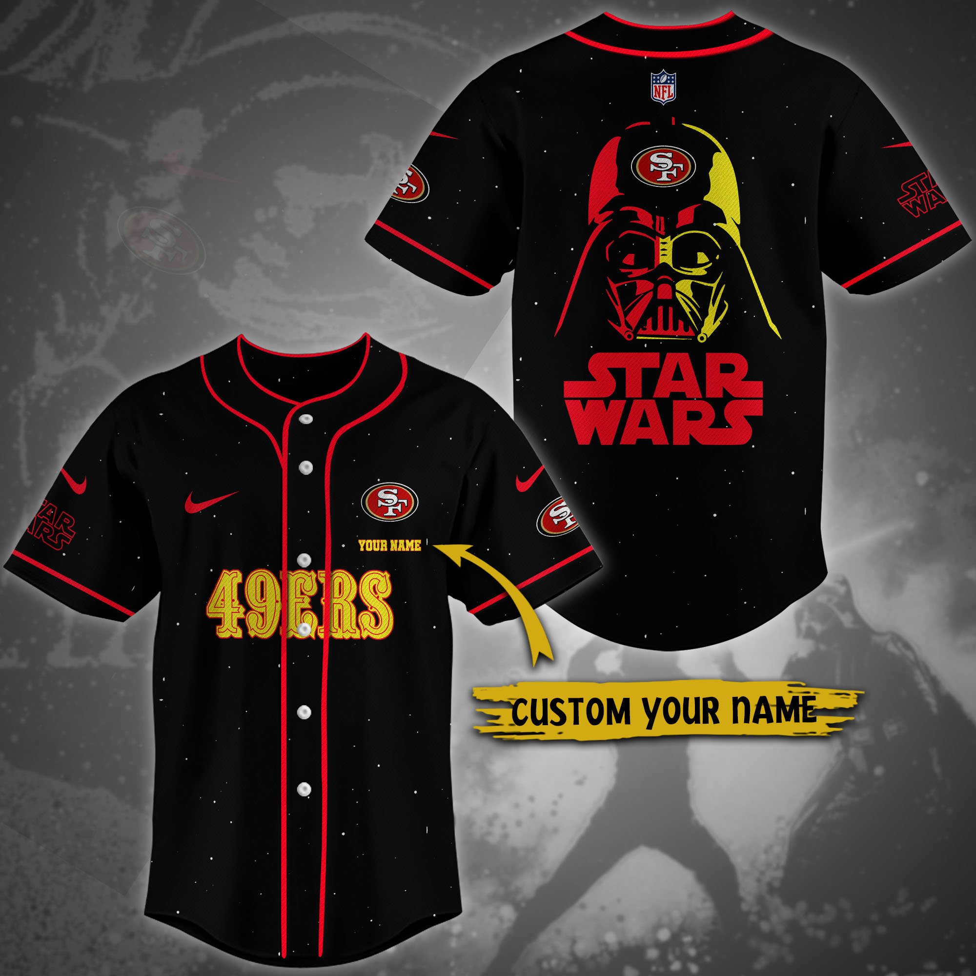 Alternative view of San Francisco 49ers Team And Star Wars Baseball Shirt Custom Name, Sport Shirts For Fan, Sport Gifts ETRG-04171882