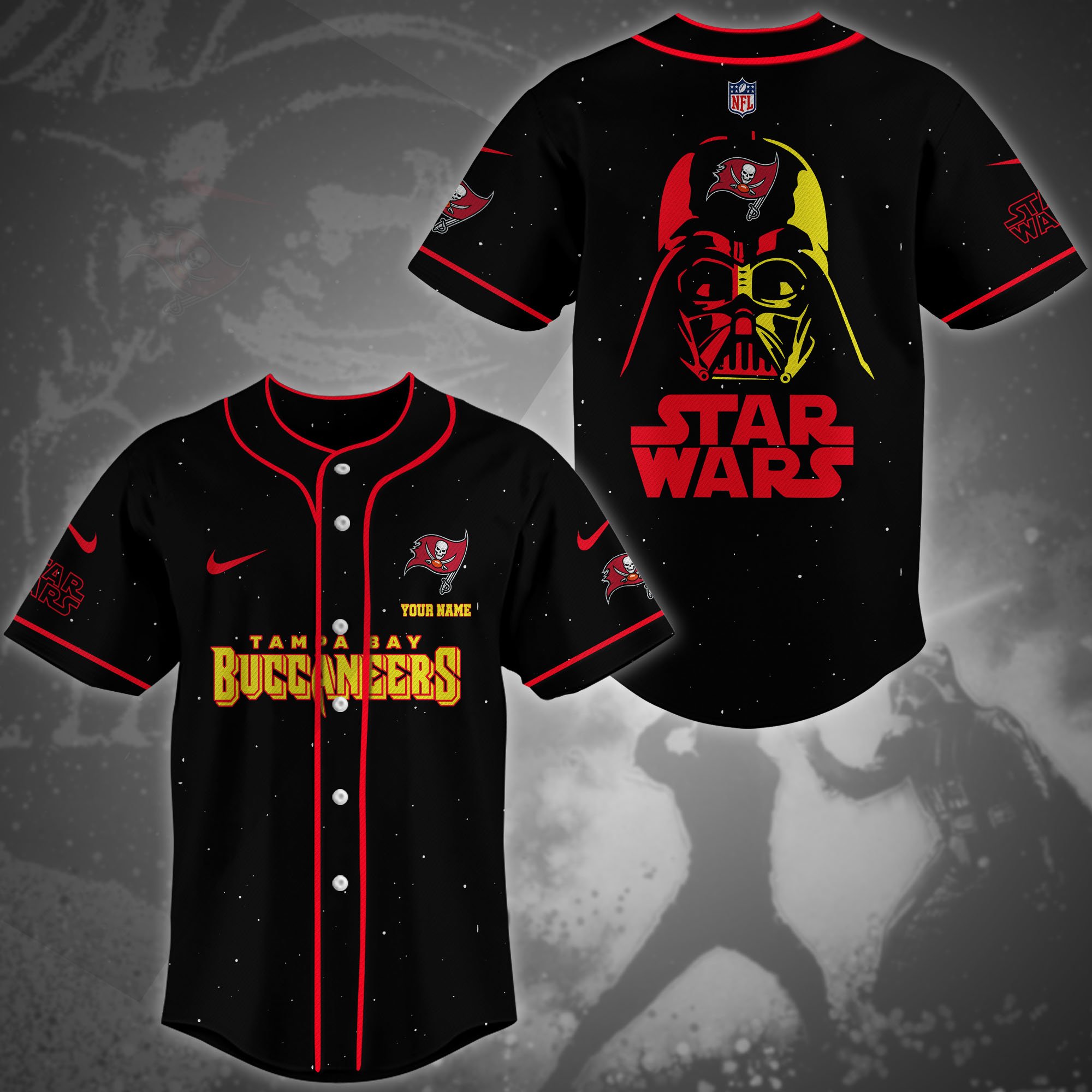 Tampa Bay Buccaneers Team And Star Wars Baseball Shirt Custom Name, Sport Shirts For Fan, Sport Gifts ETRG-04171882