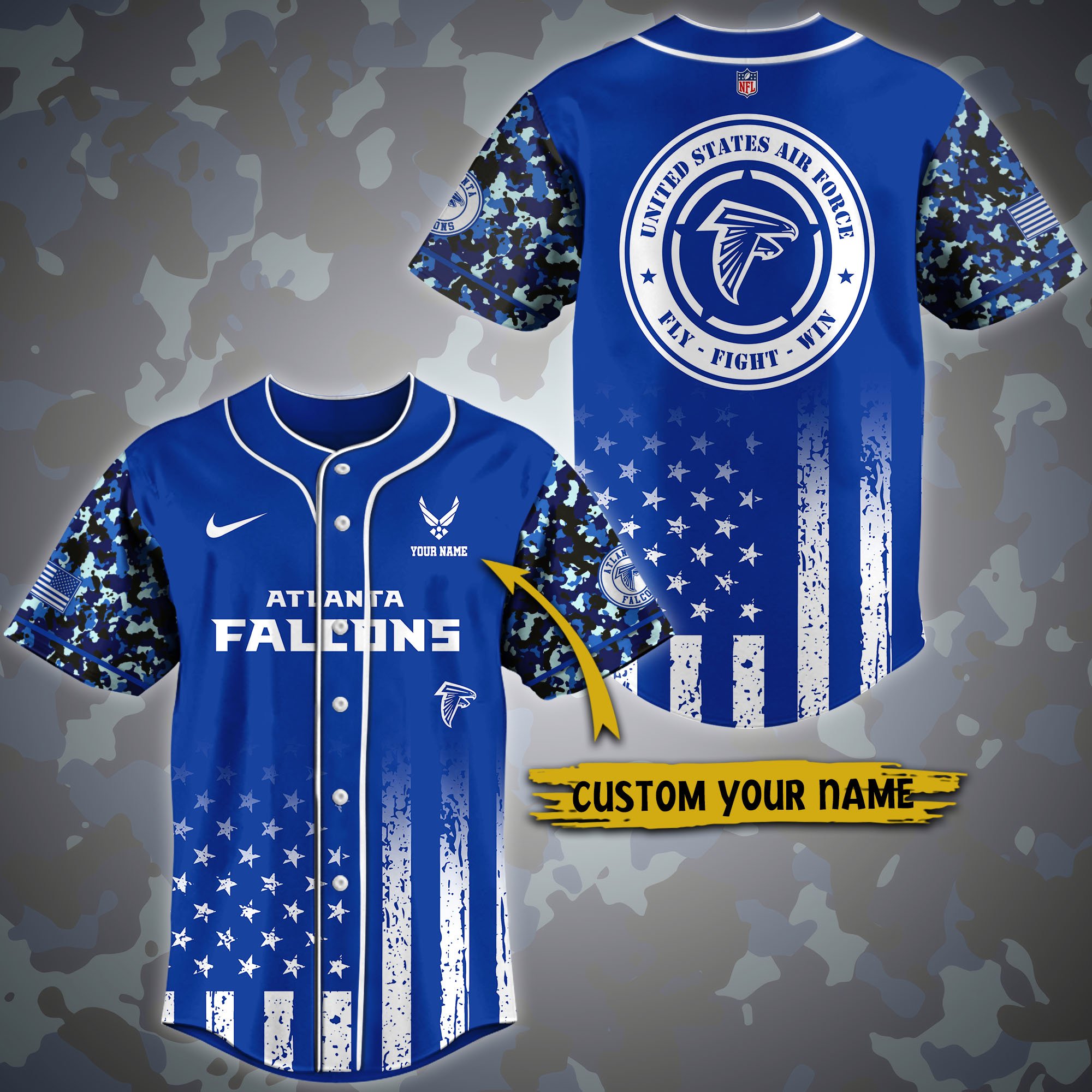 Alternative view of Atlanta Falcons Baseball Shirt Custom Name, Sport Shirt For Fans, Fan Gifts ETRG-04191939