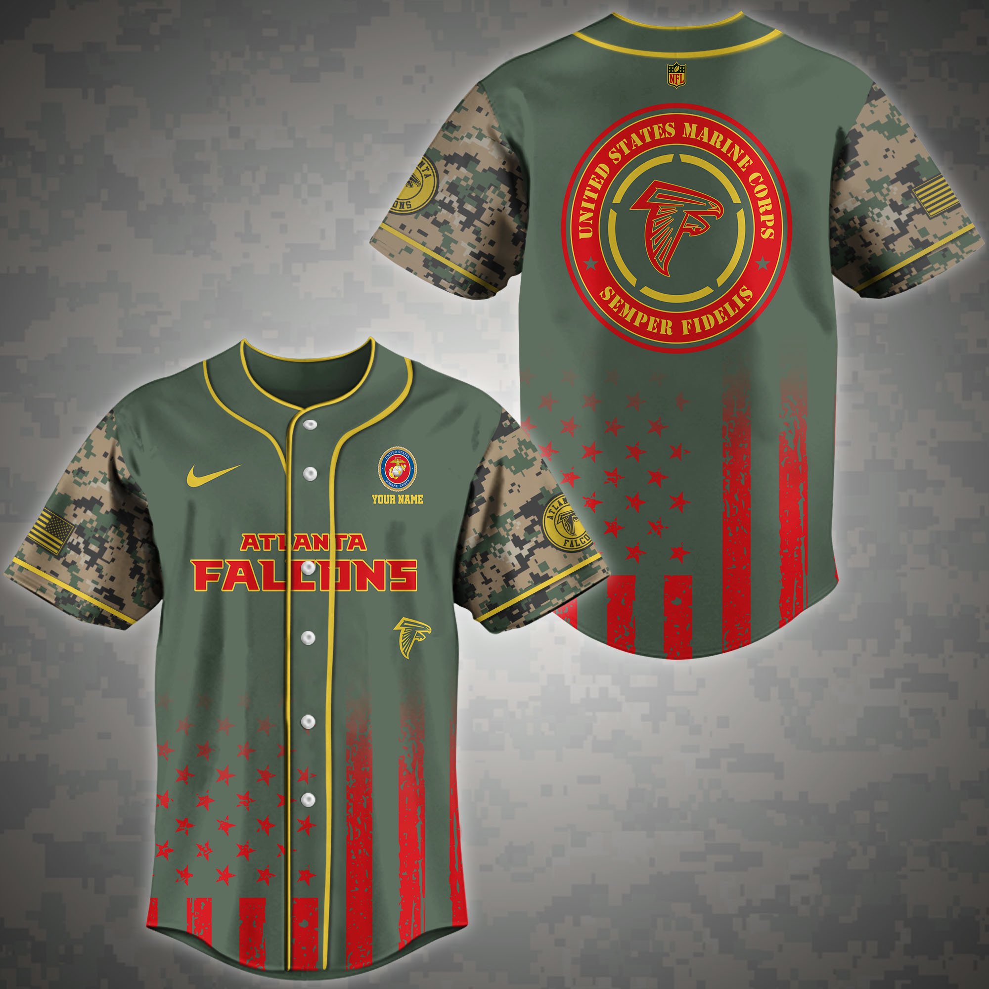 Atlanta Falcons Baseball Shirt Custom Name, Sport Team And Marines Shirt, Gifts For Fan ETRG-04191942