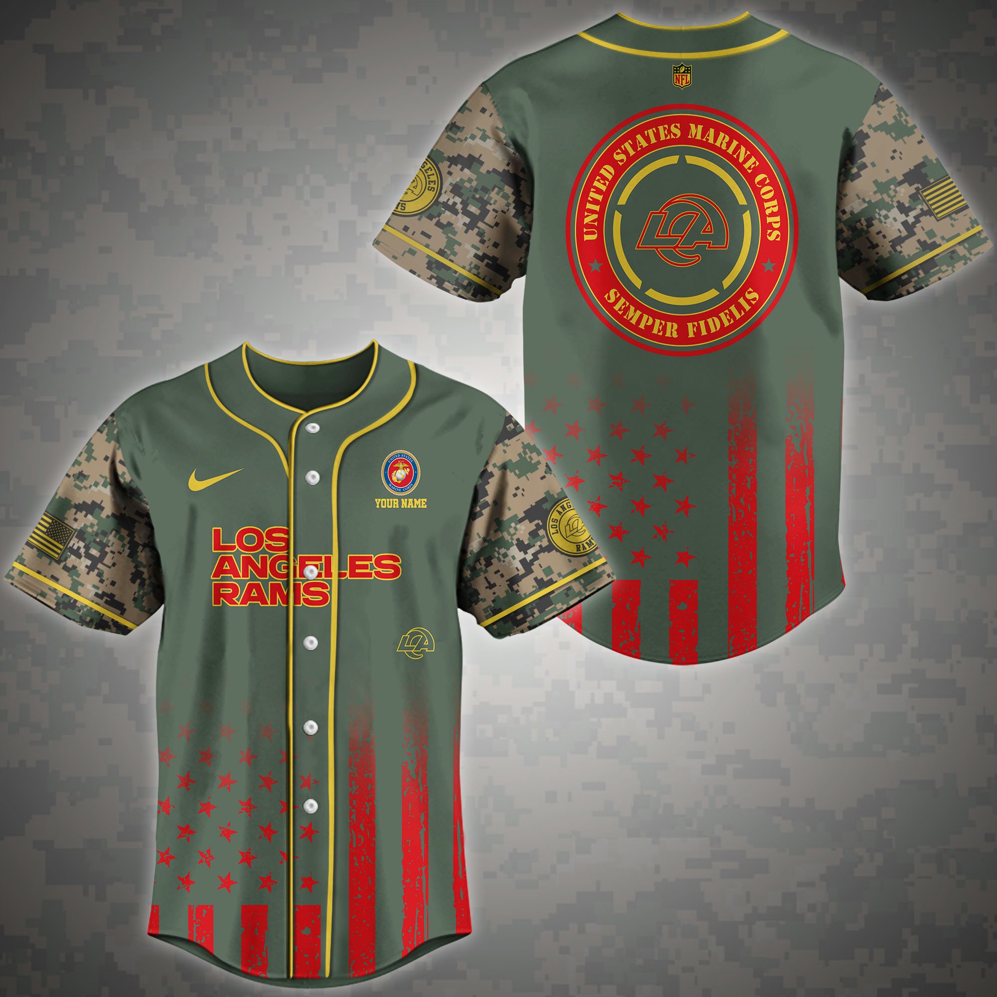Los Angeles Rams Baseball Shirt Custom Name, Sport Team And Marines Shirt, Gifts For Fan ETRG-04191942