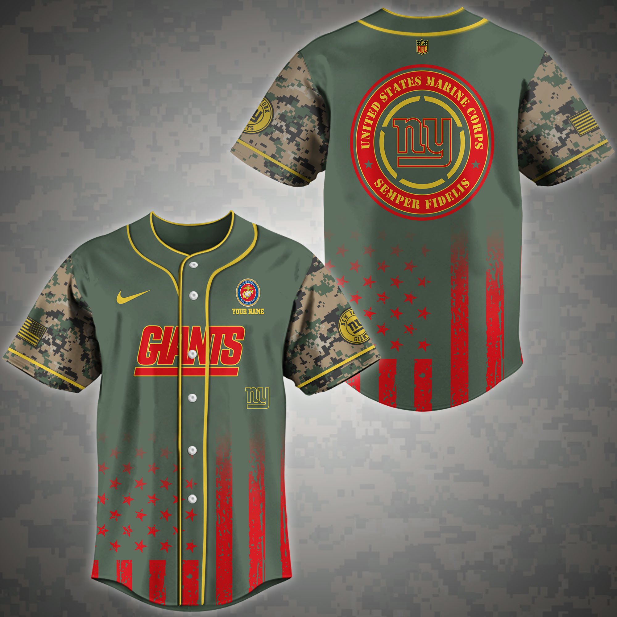 New York Giants Baseball Shirt Custom Name, Sport Team And Marines Shirt, Gifts For Fan ETRG-04191942